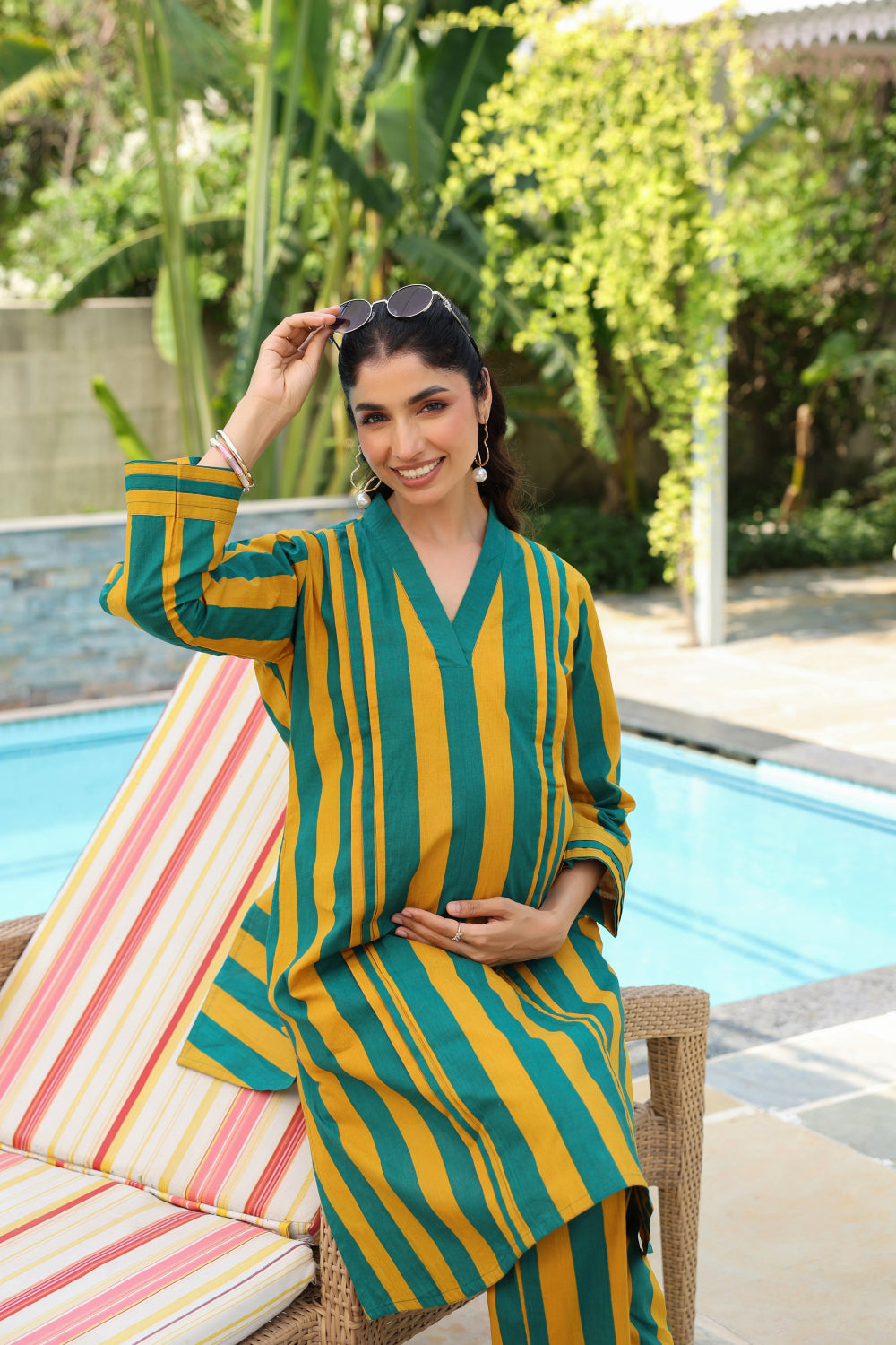 Prism Stripe Cotton Maternity - Nursing Co-ord Set