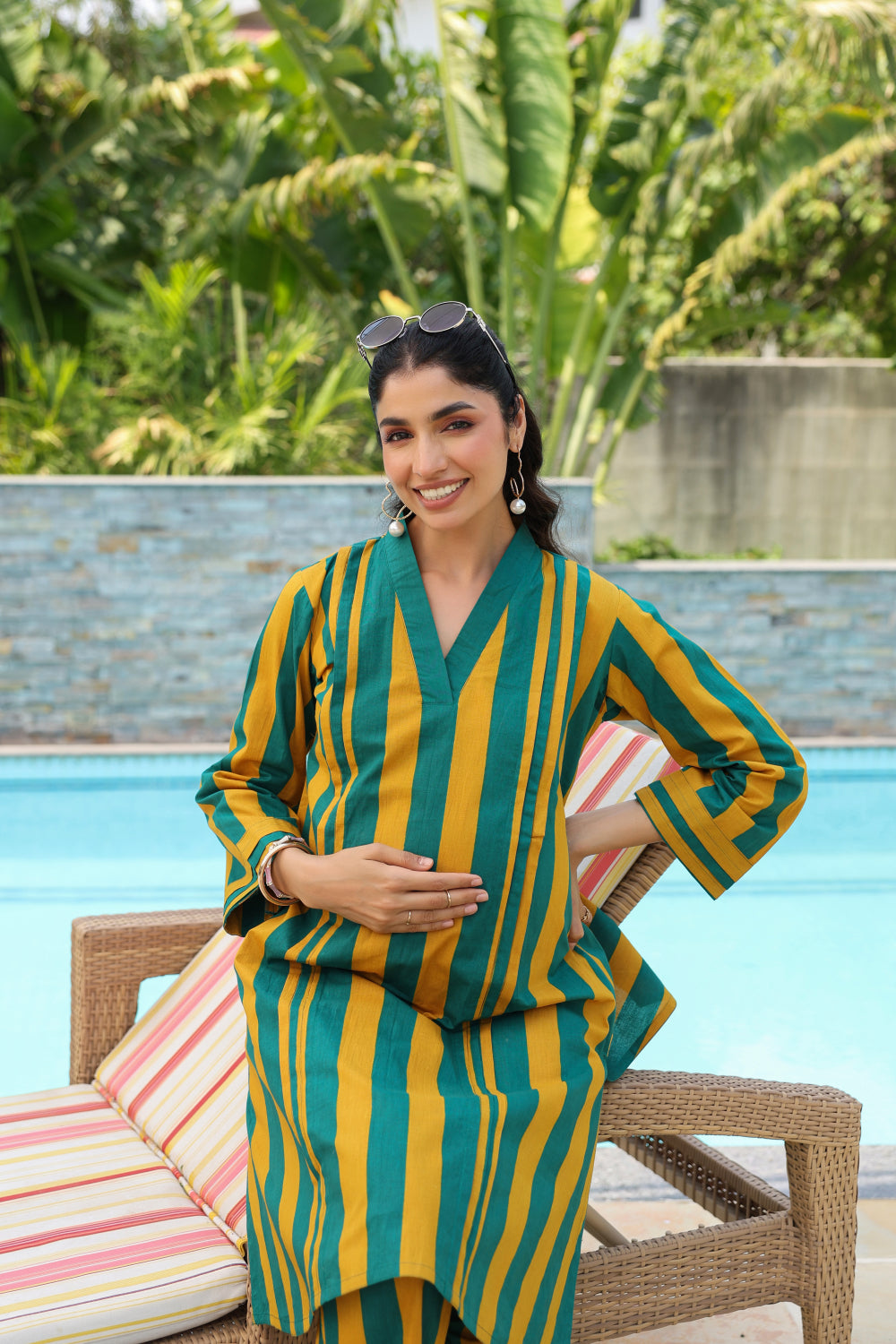 Prism Stripe Cotton Maternity - Nursing Co-ord Set