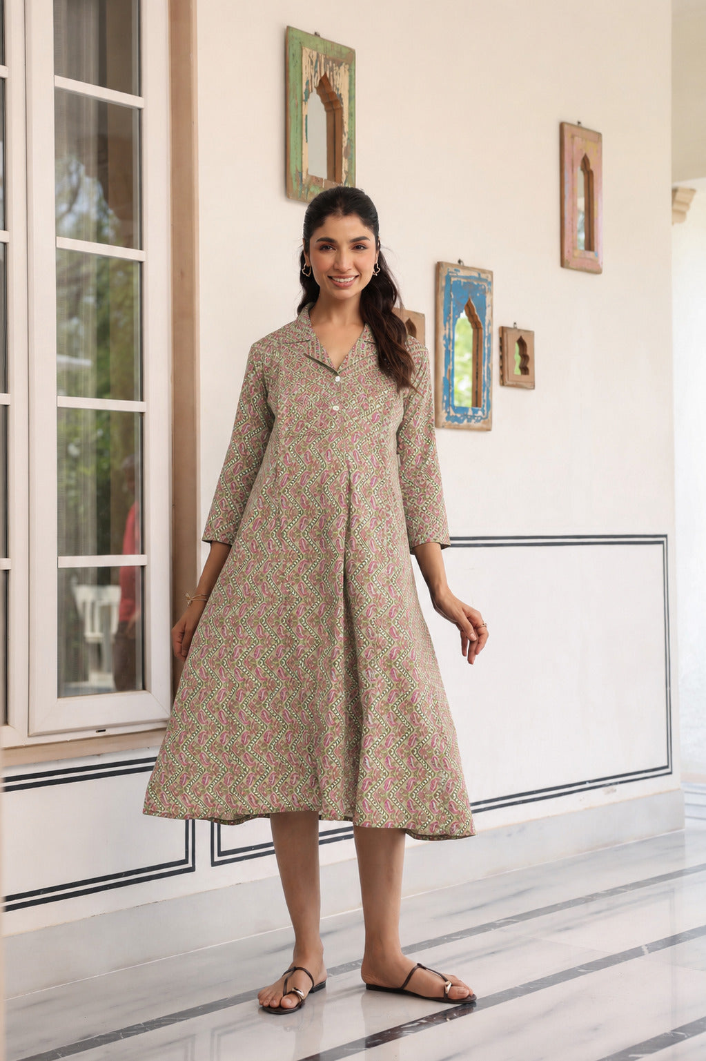 Roseleaf Paisley Cotton Maternity - Nursing Dress