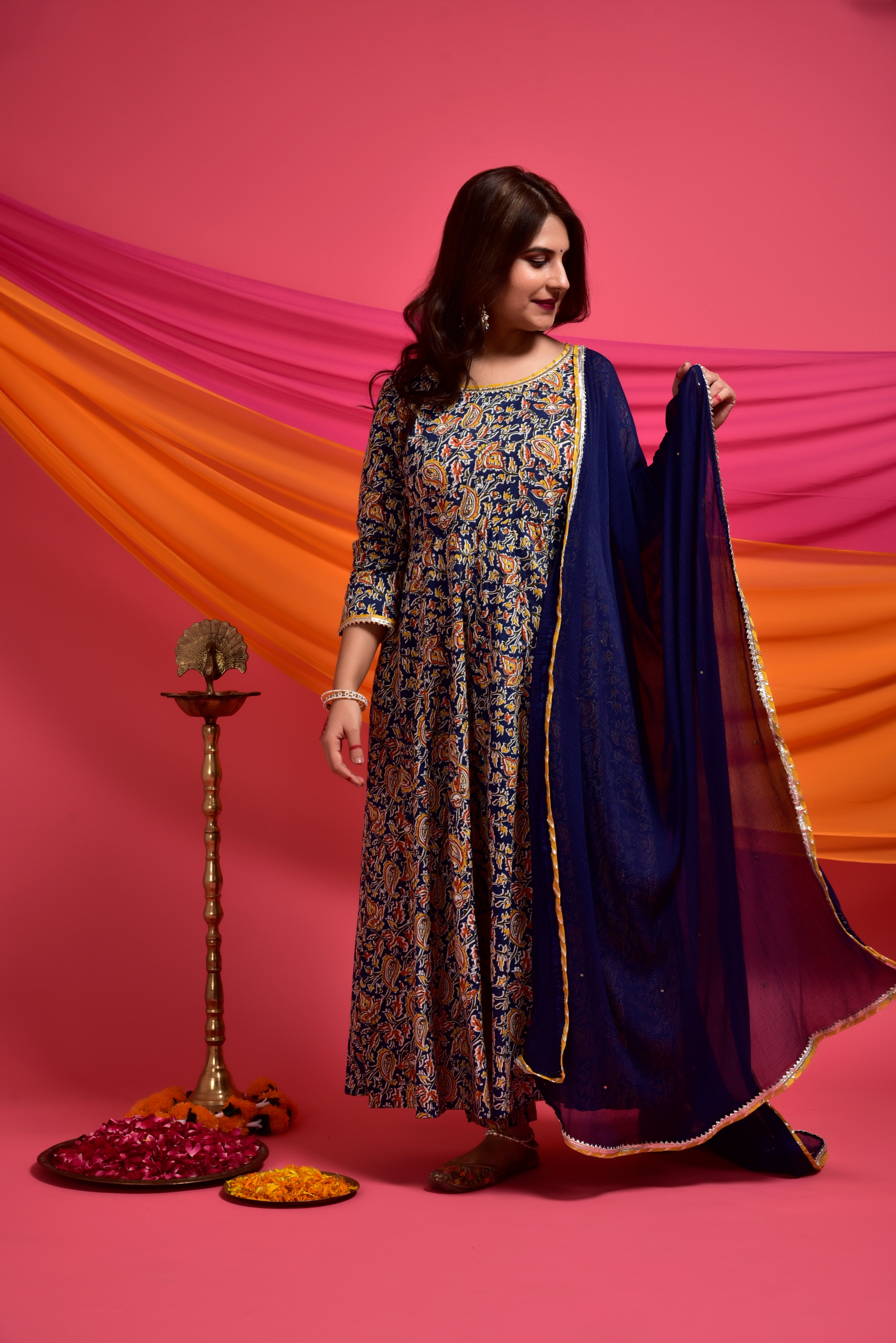 Admiral Kalamkari Cotton Anarkali Suit