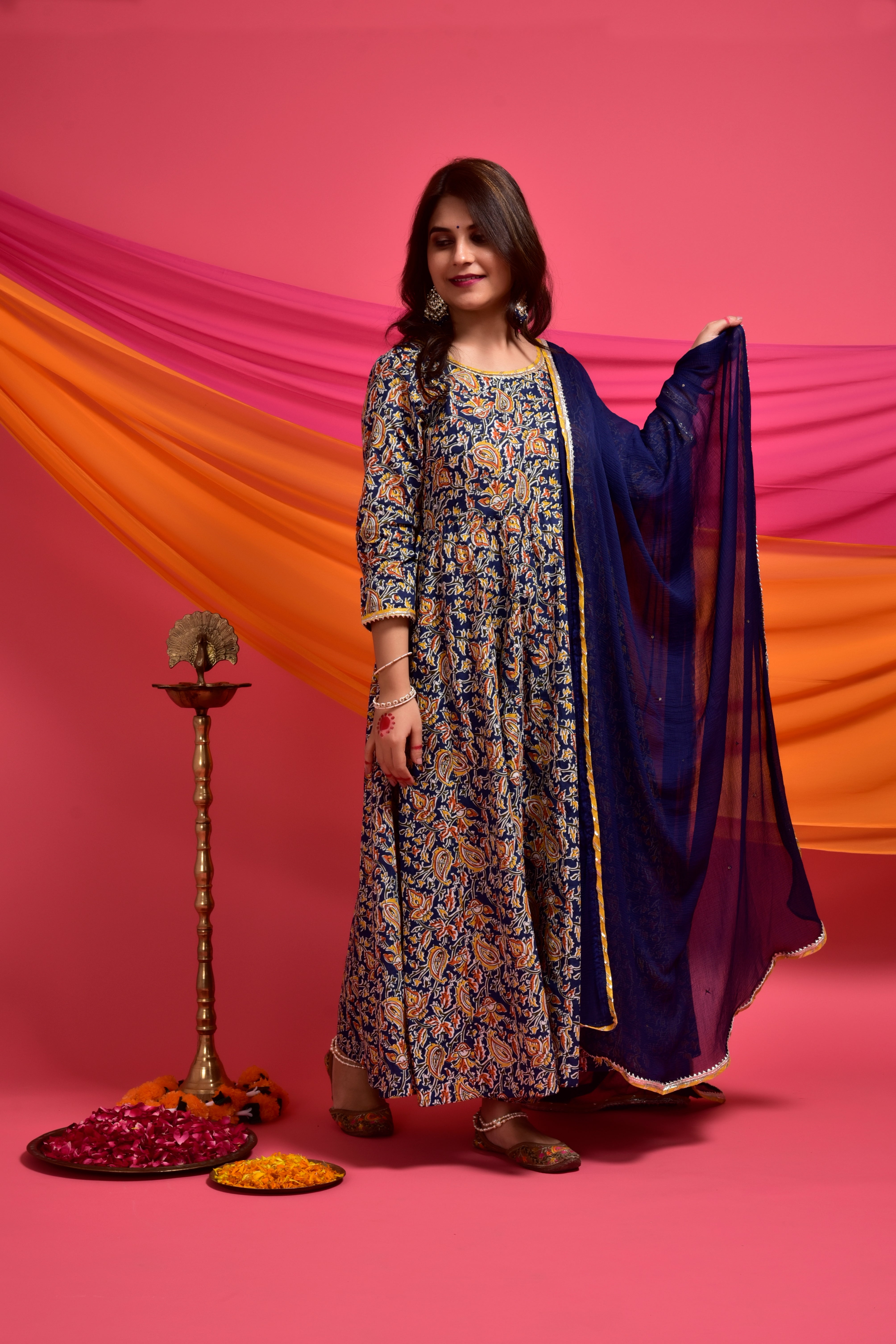 Admiral Kalamkari Cotton Anarkali Suit