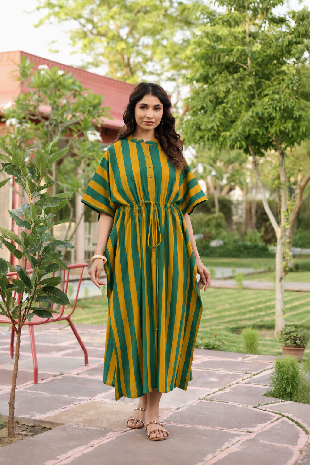 Prism Stripe Cotton Kaftan ( One-Size )