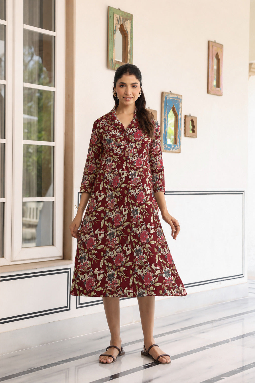 Mulberry Bloom Cotton Maternity - Nursing Dress