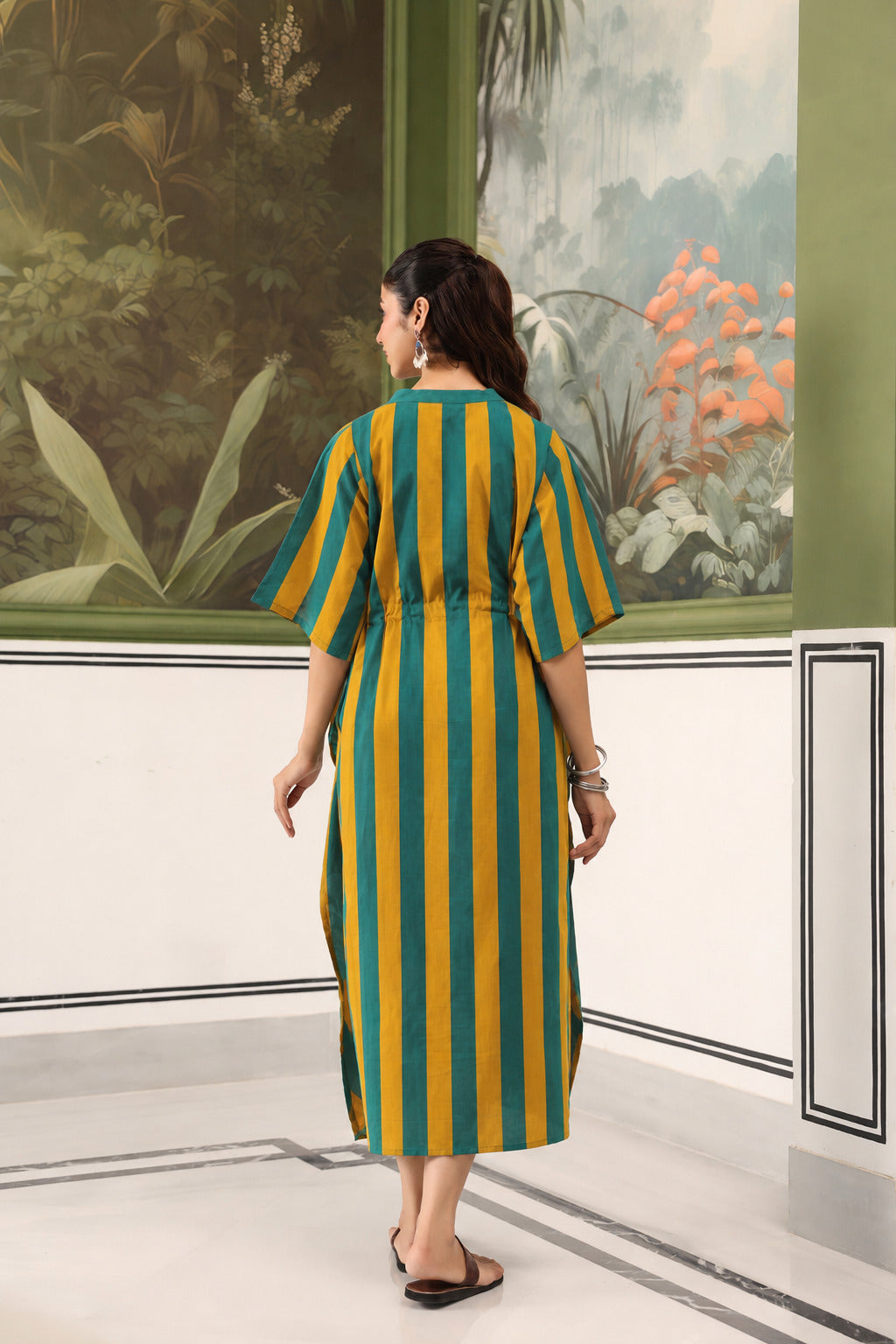 Prism Stripe Cotton Maternity - Nursing Kaftan ( One-Size )
