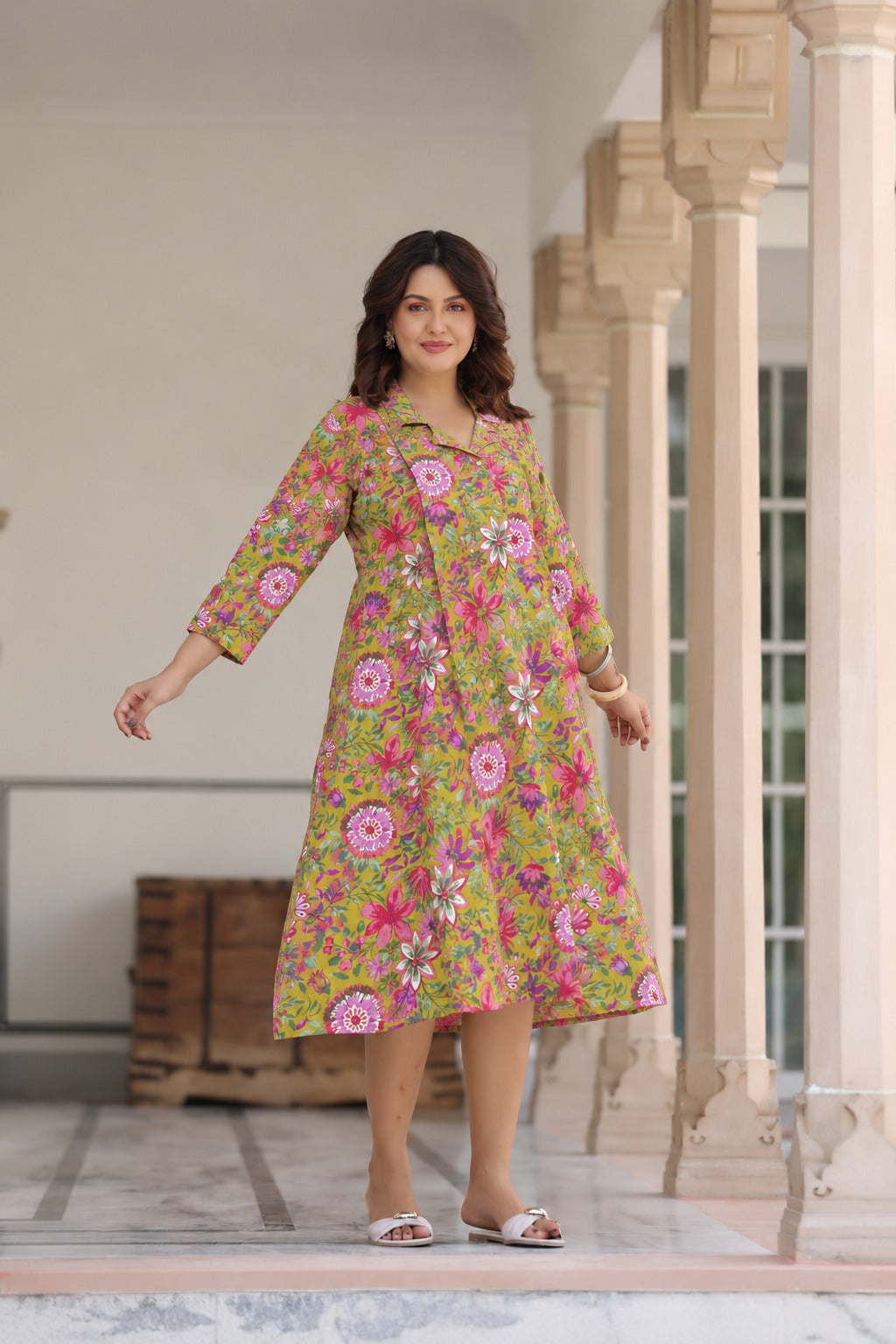 Sunshine Floral Cotton Maternity - Nursing Dress
