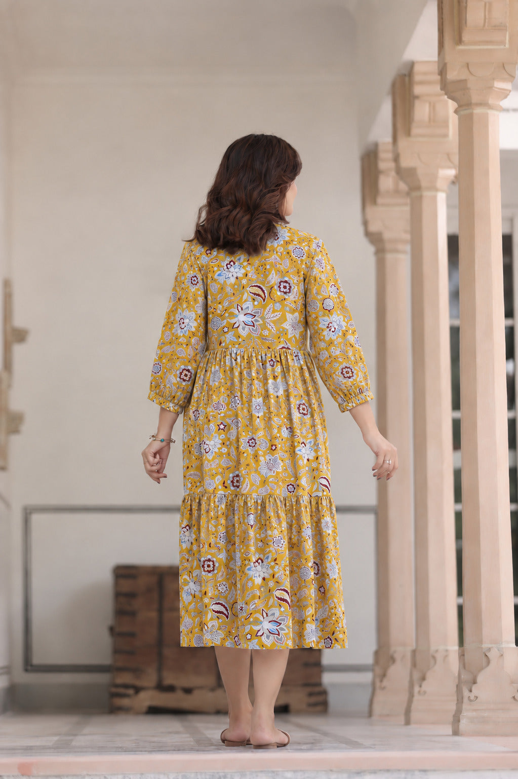 Wildflower Gold Cotton Maternity - Nursing Dress