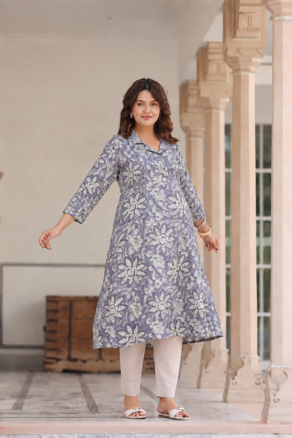 Moonlit Florals Cotton Maternity - Nursing Kurti