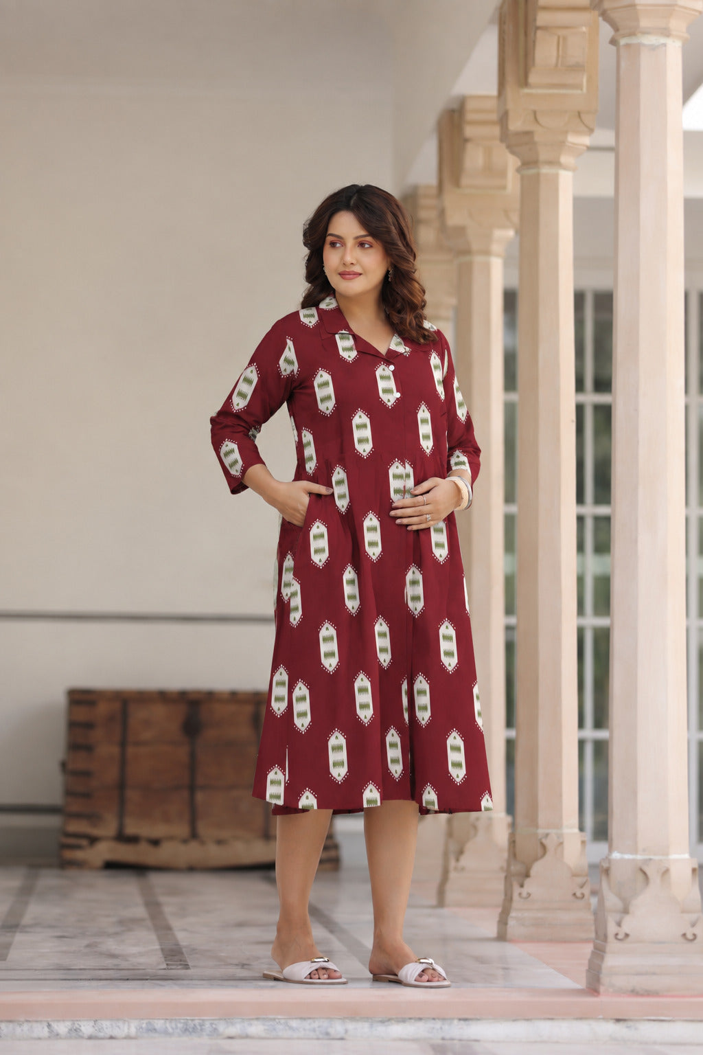 Ruby Ikat Cotton Maternity - Nursing Dress