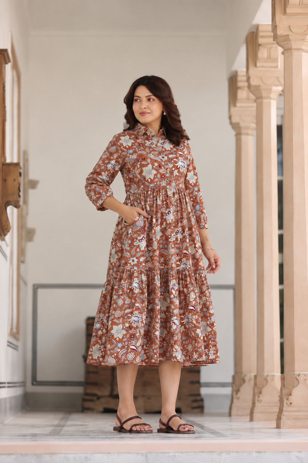 Rustic Petals Cotton Maternity - Nursing Dress