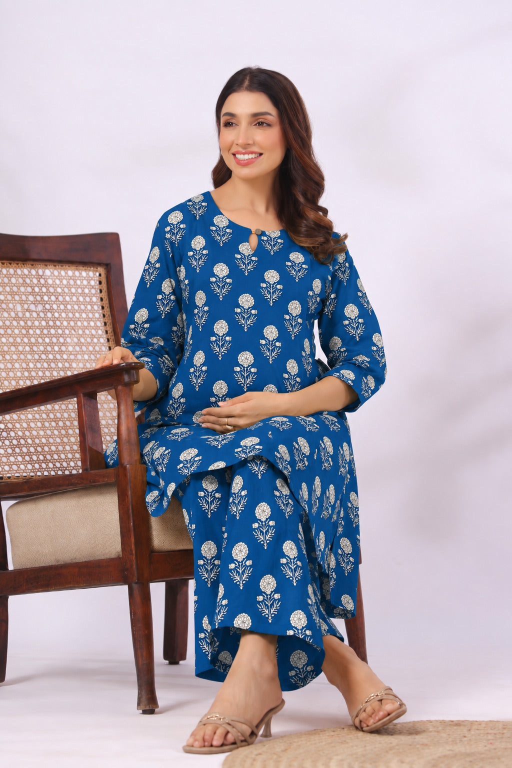Indigo Blossom Cotton Maternity - Nursing Co-ord Set