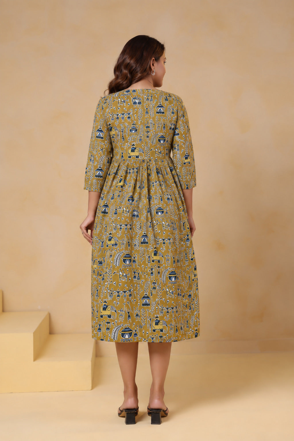 Mustard Tribal Tales Cotton Maternity - Nursing Dress