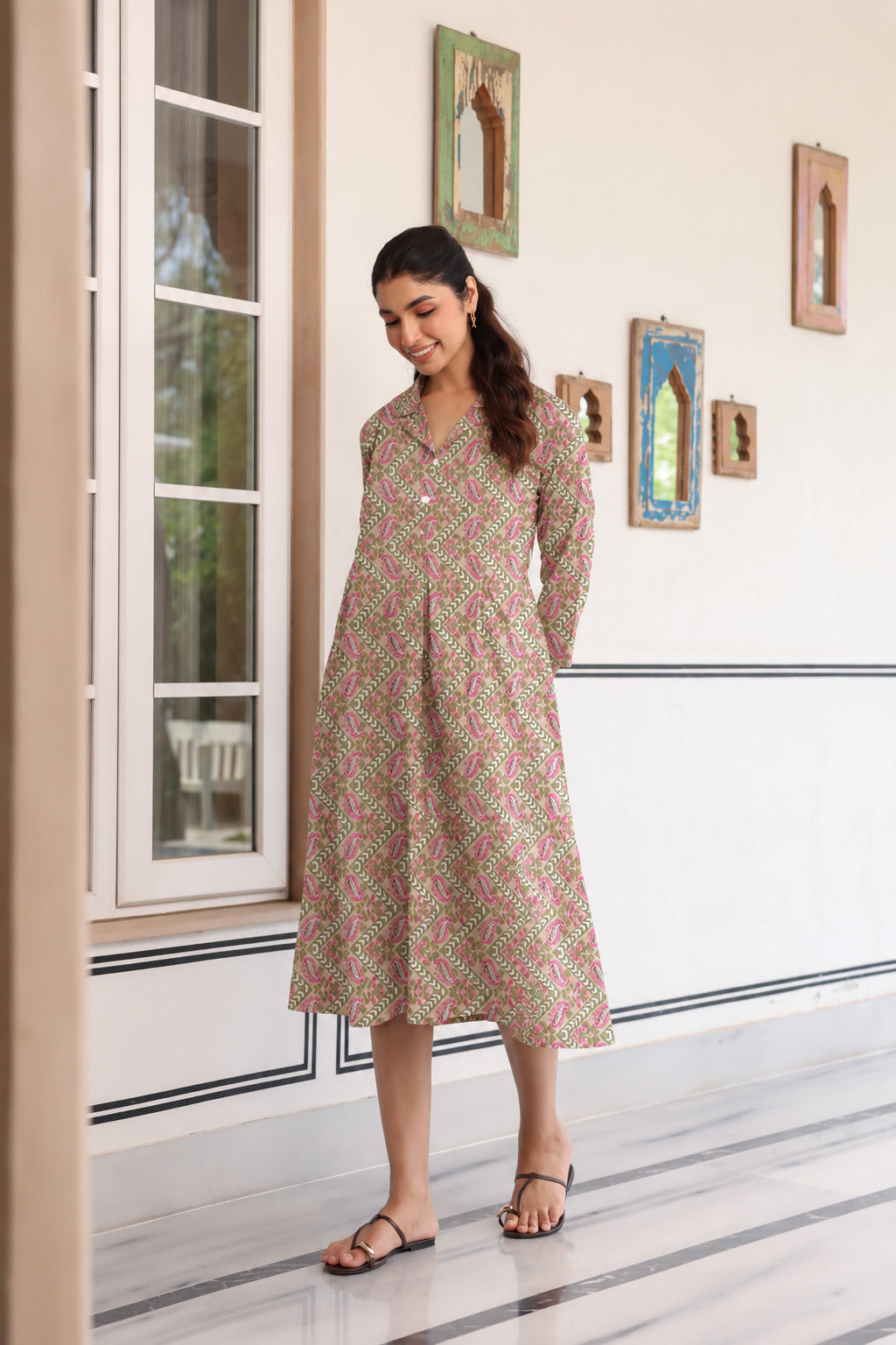 Roseleaf Paisley Cotton Maternity - Nursing Dress