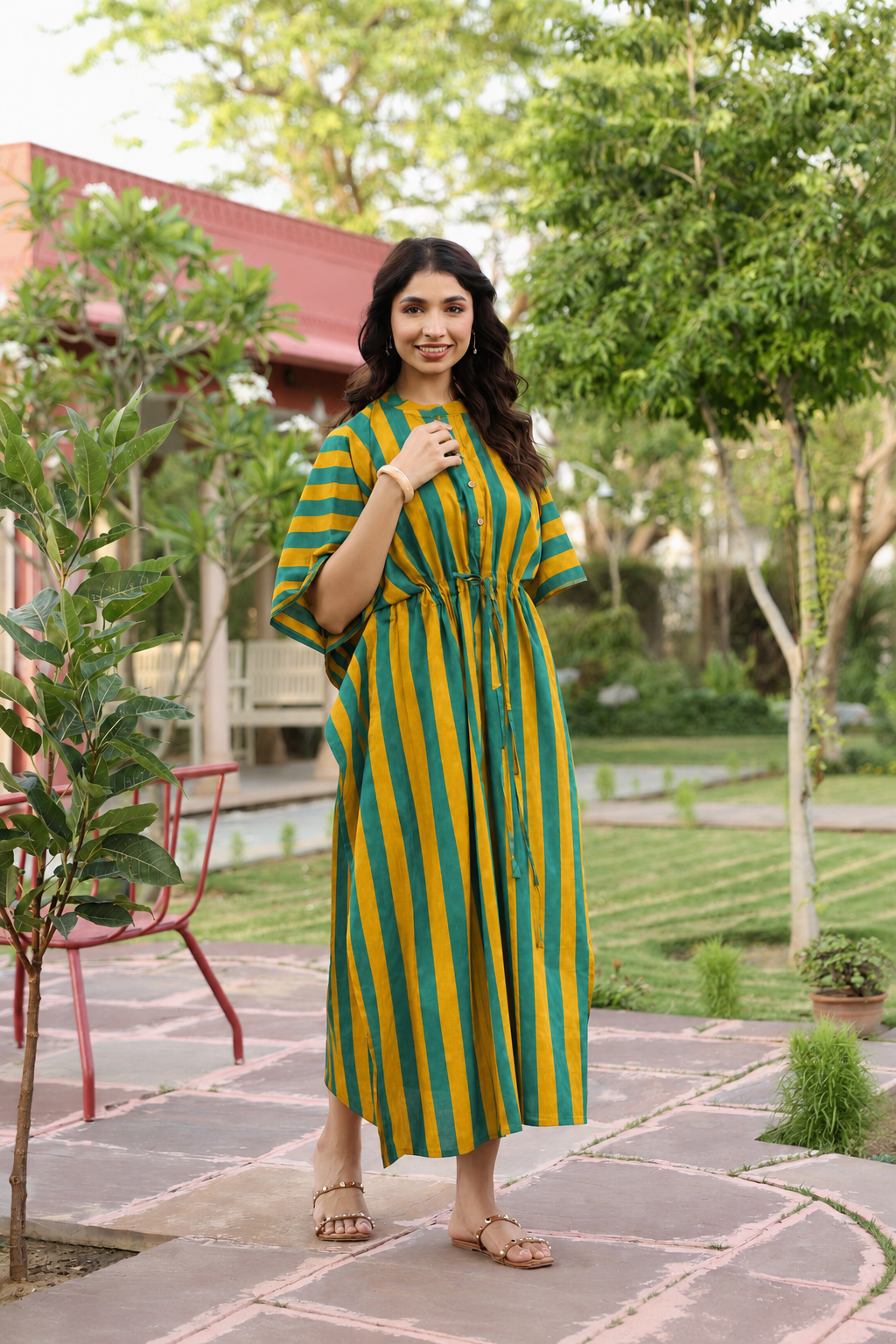 Prism Stripe Cotton Kaftan ( One-Size )