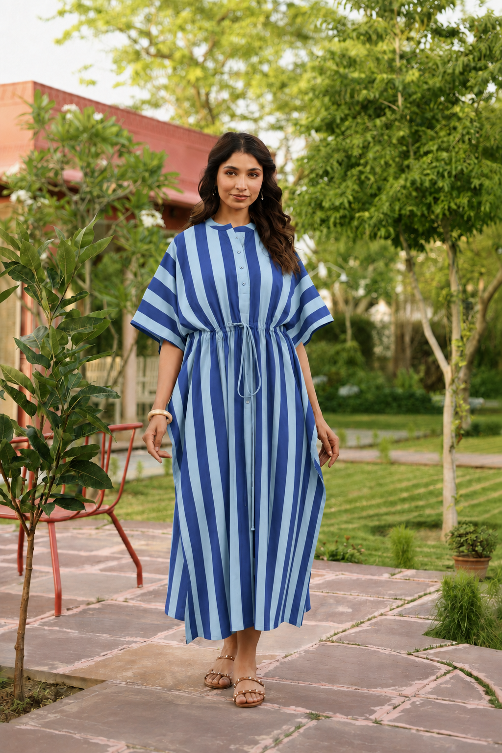 Ocean Lines Cotton Kaftan ( One-Size )