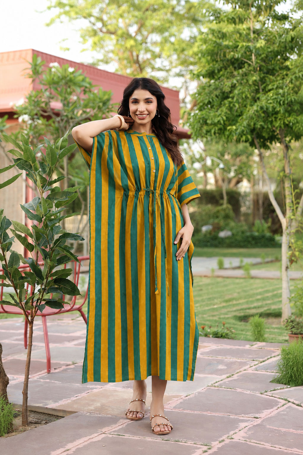 Prism Stripe Cotton Kaftan ( One-Size )