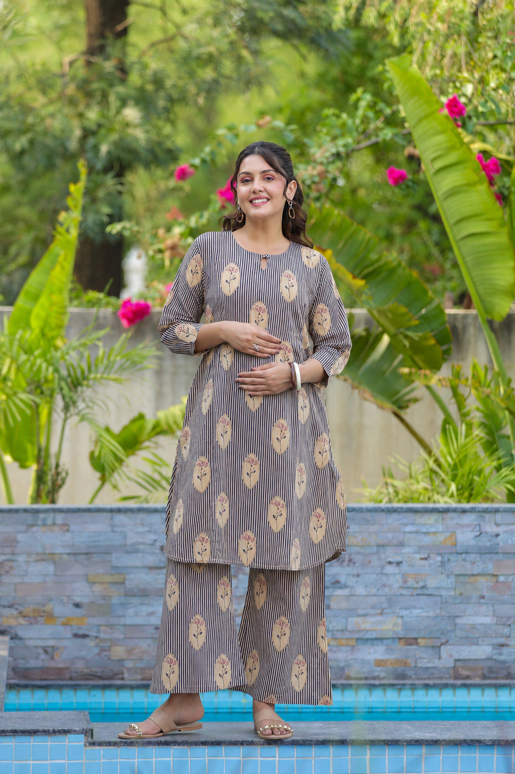 Whispering Blooms Cotton Maternity - Nursing Co-ord Set