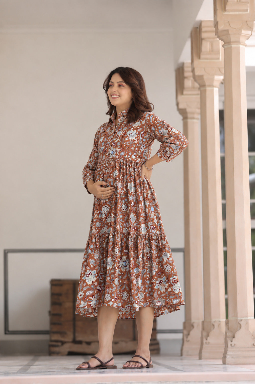 Rustic Petals Cotton Maternity - Nursing Dress