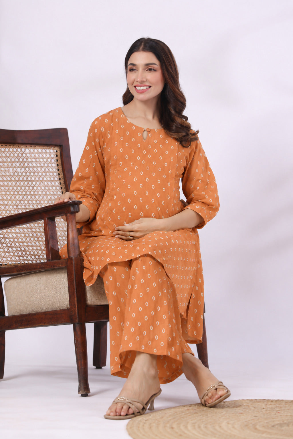 Rustic Bandhej Cotton Maternity - Nursing Co-ord Set