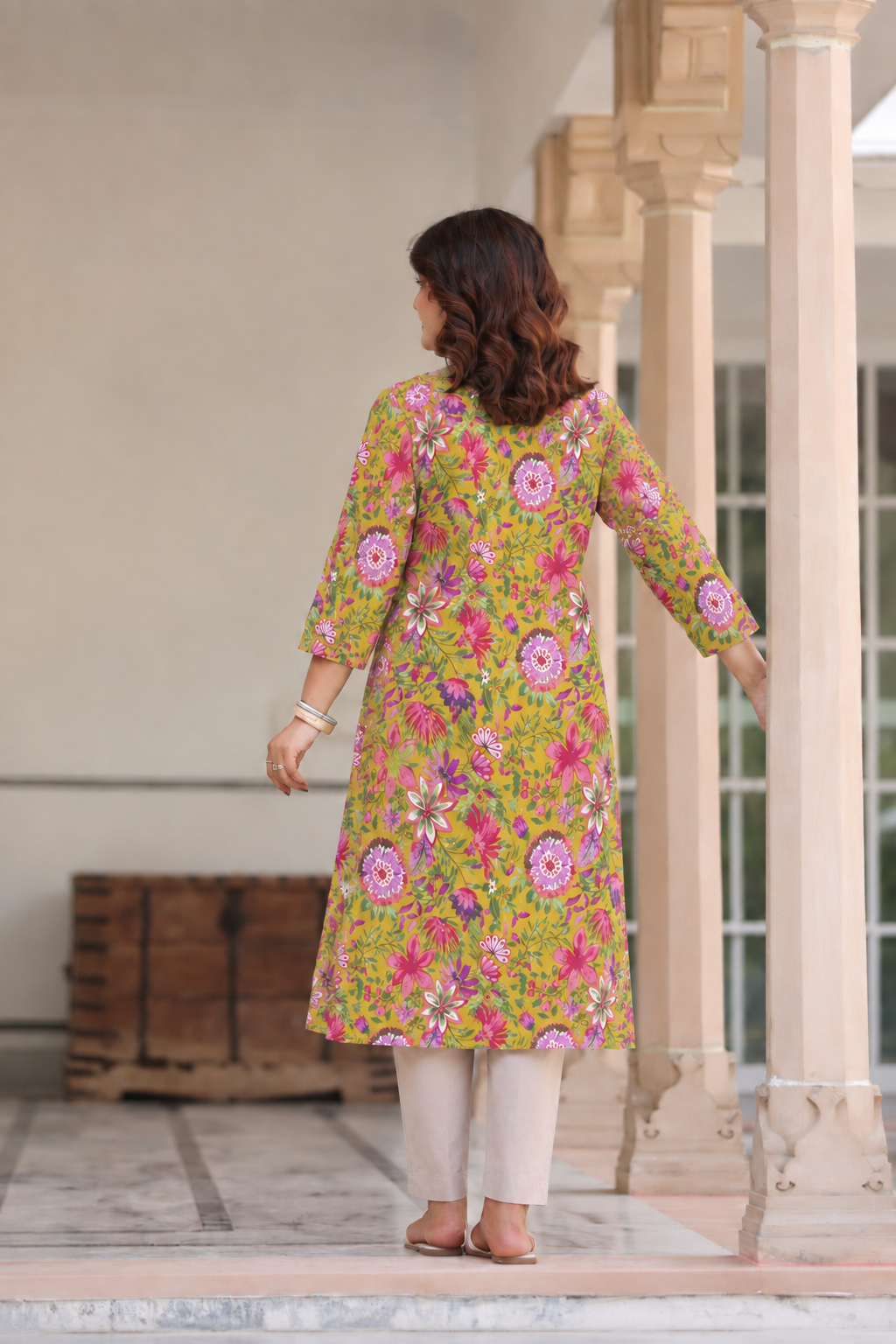 Sunshine Floral Cotton Maternity - Nursing Kurti