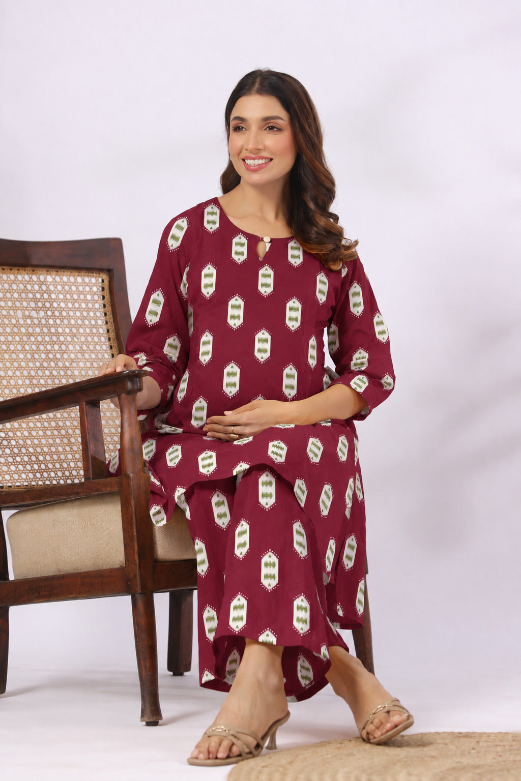 Ruby Ikat Cotton Maternity - Nursing Co-ord Set