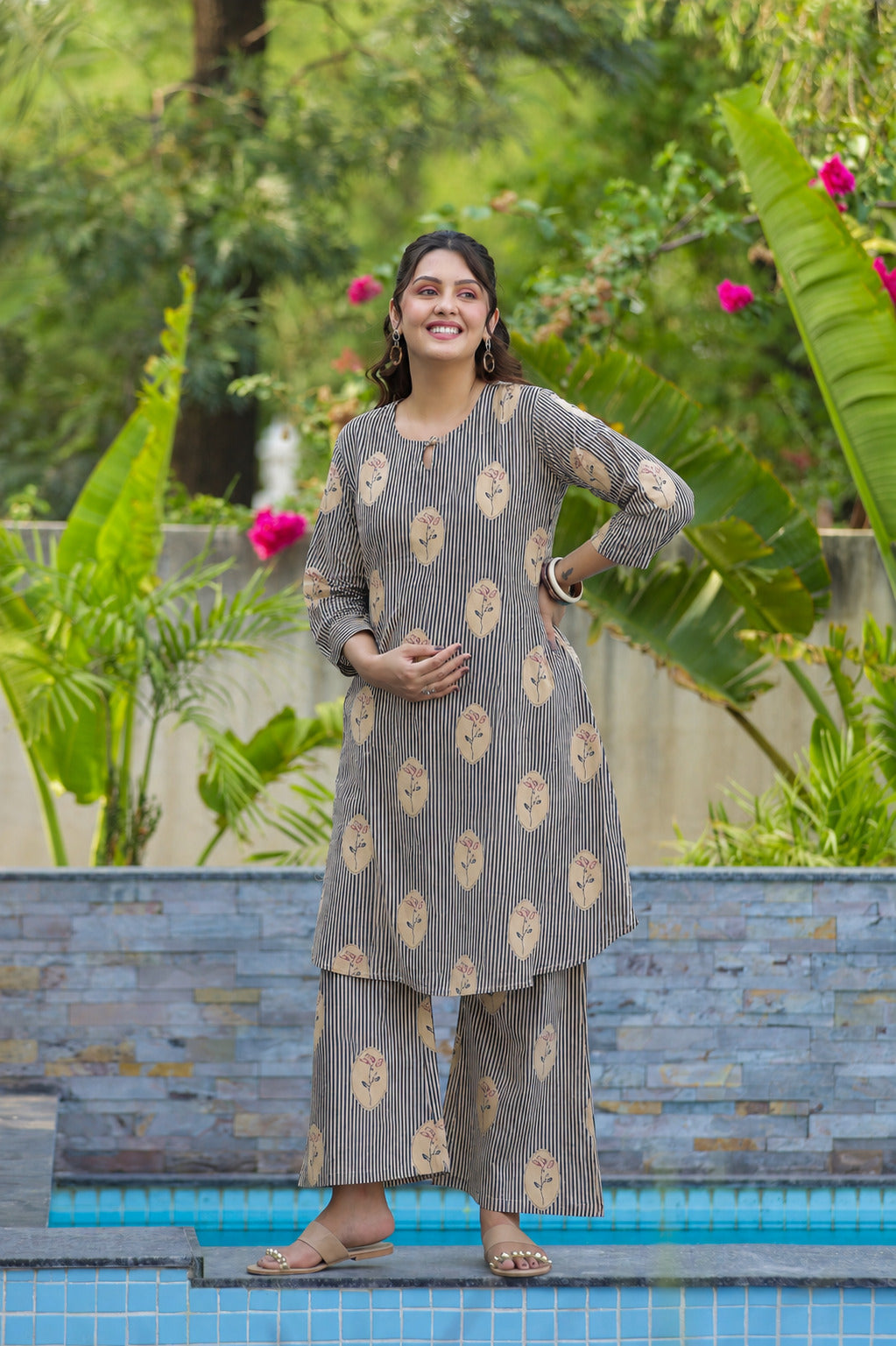Whispering Blooms Cotton Maternity - Nursing Co-ord Set