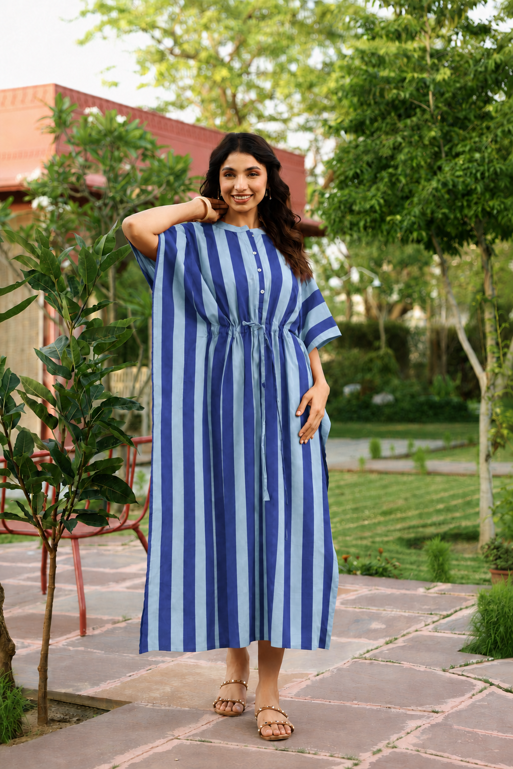Ocean Lines Cotton Kaftan ( One-Size )