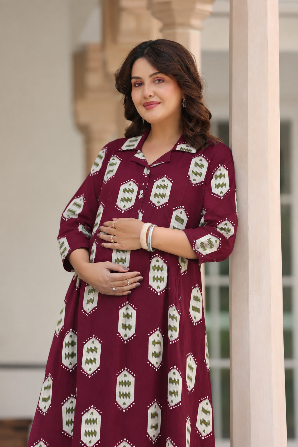Ruby Ikat Cotton Maternity - Nursing Dress