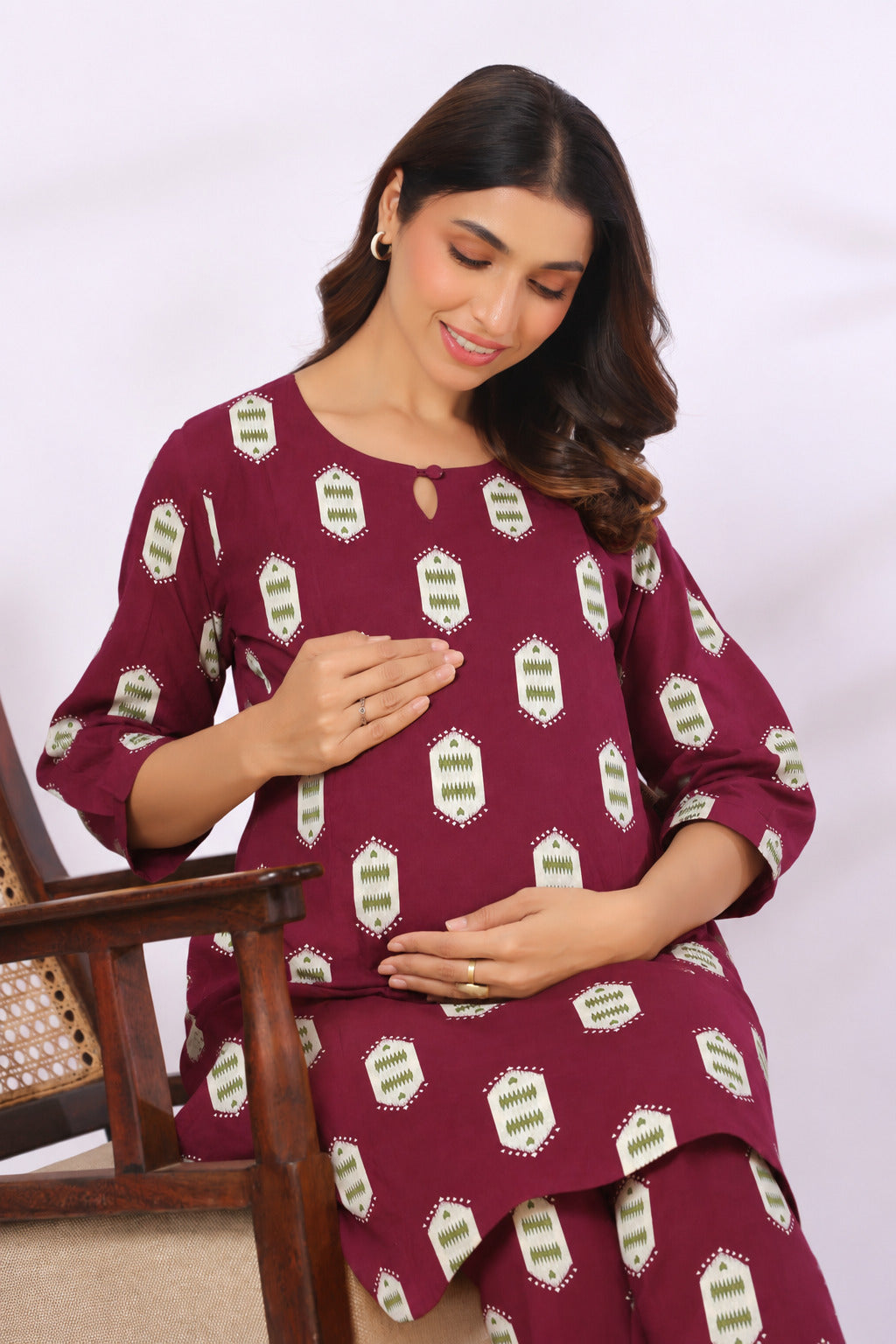Ruby Ikat Cotton Maternity - Nursing Co-ord Set