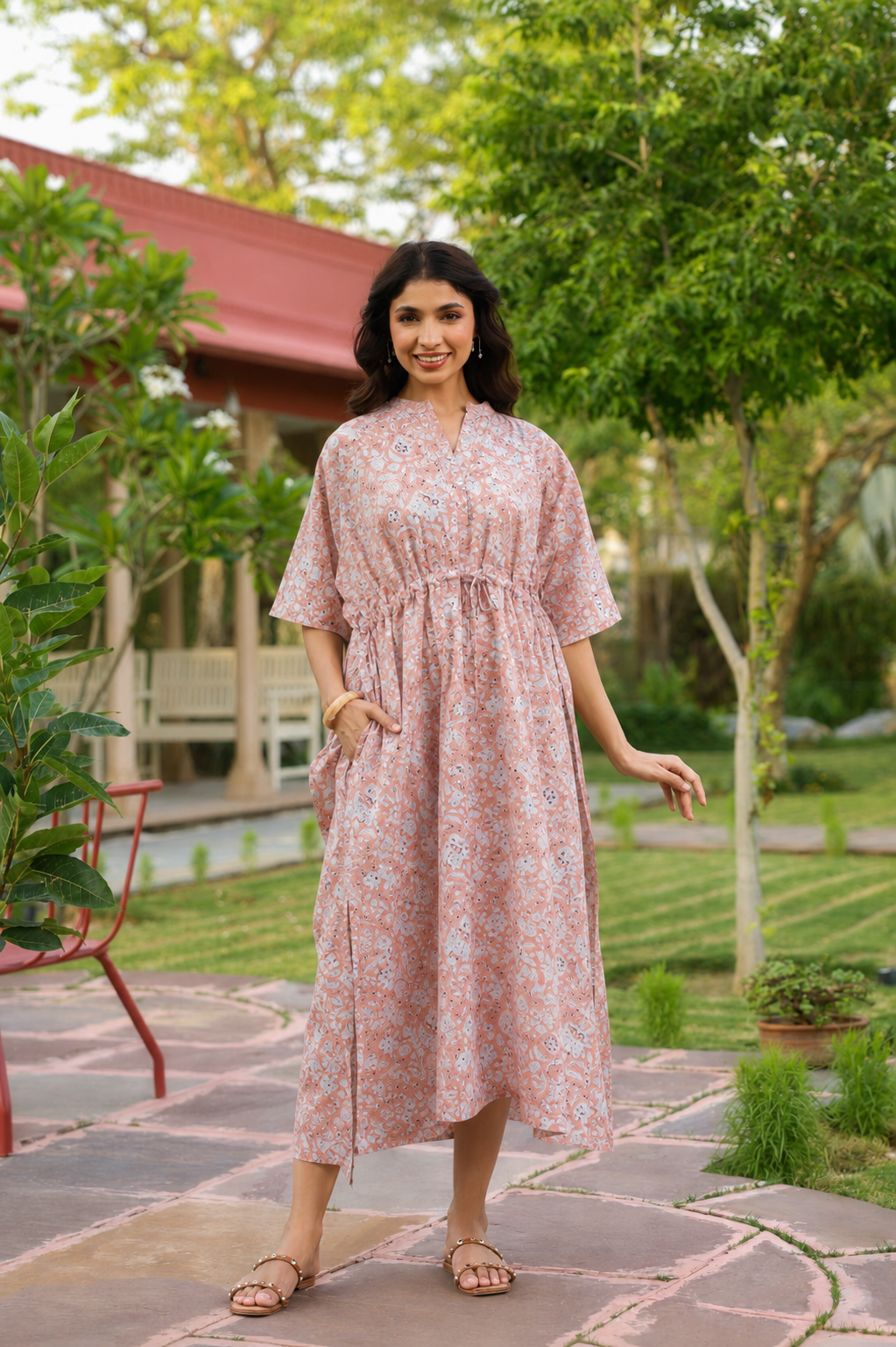 Rustic Petals Cotton Kaftan ( One-Size )