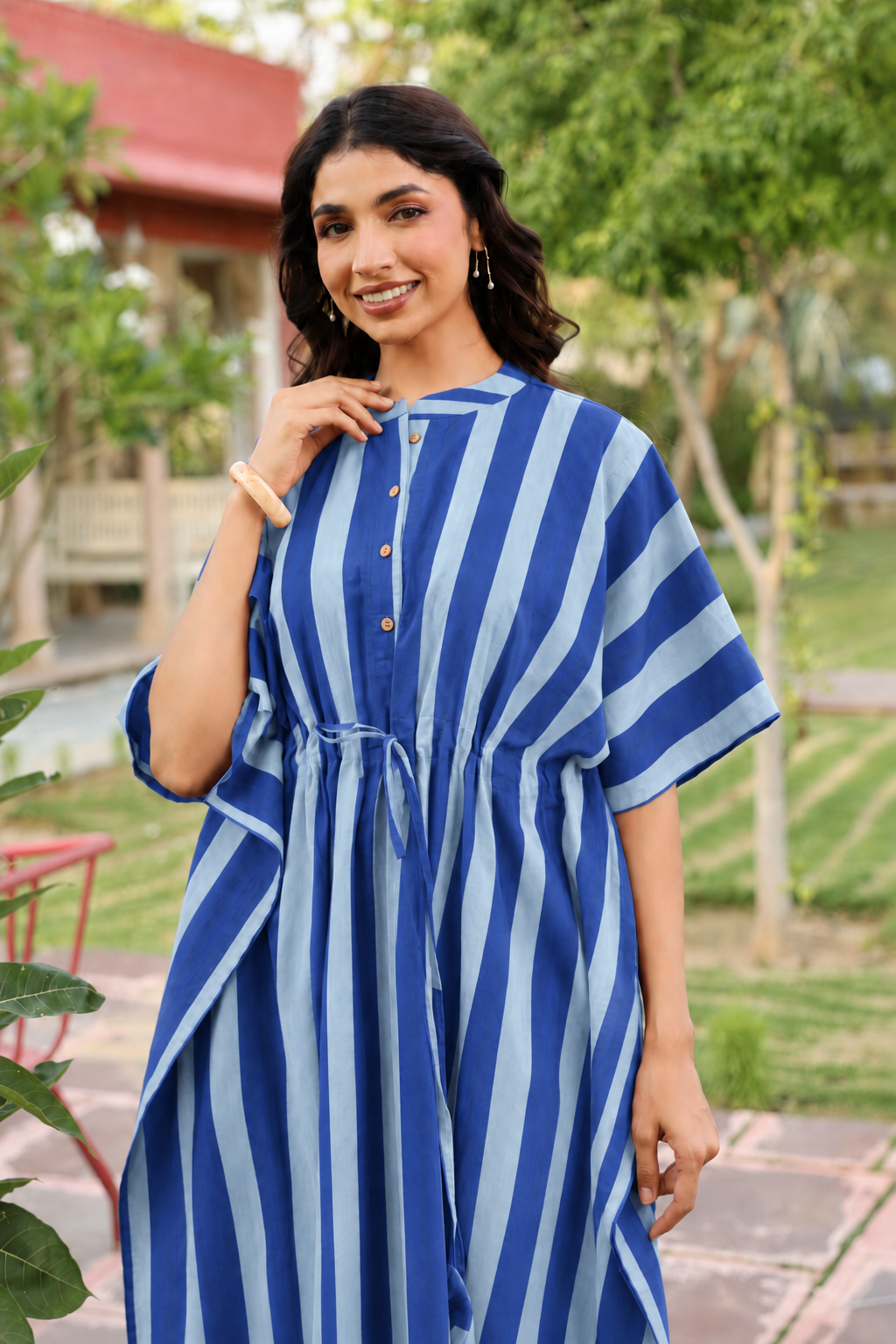 Ocean Lines Cotton Kaftan ( One-Size )