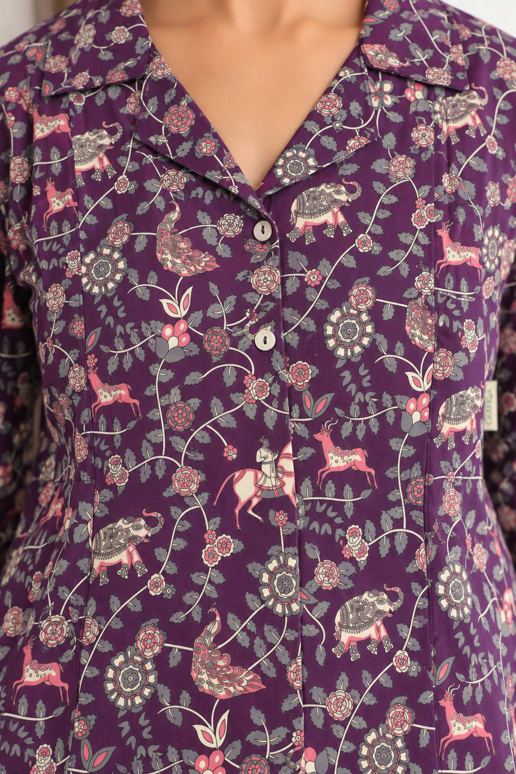 Purple Jungle Story Cotton Maternity - Nursing Dress
