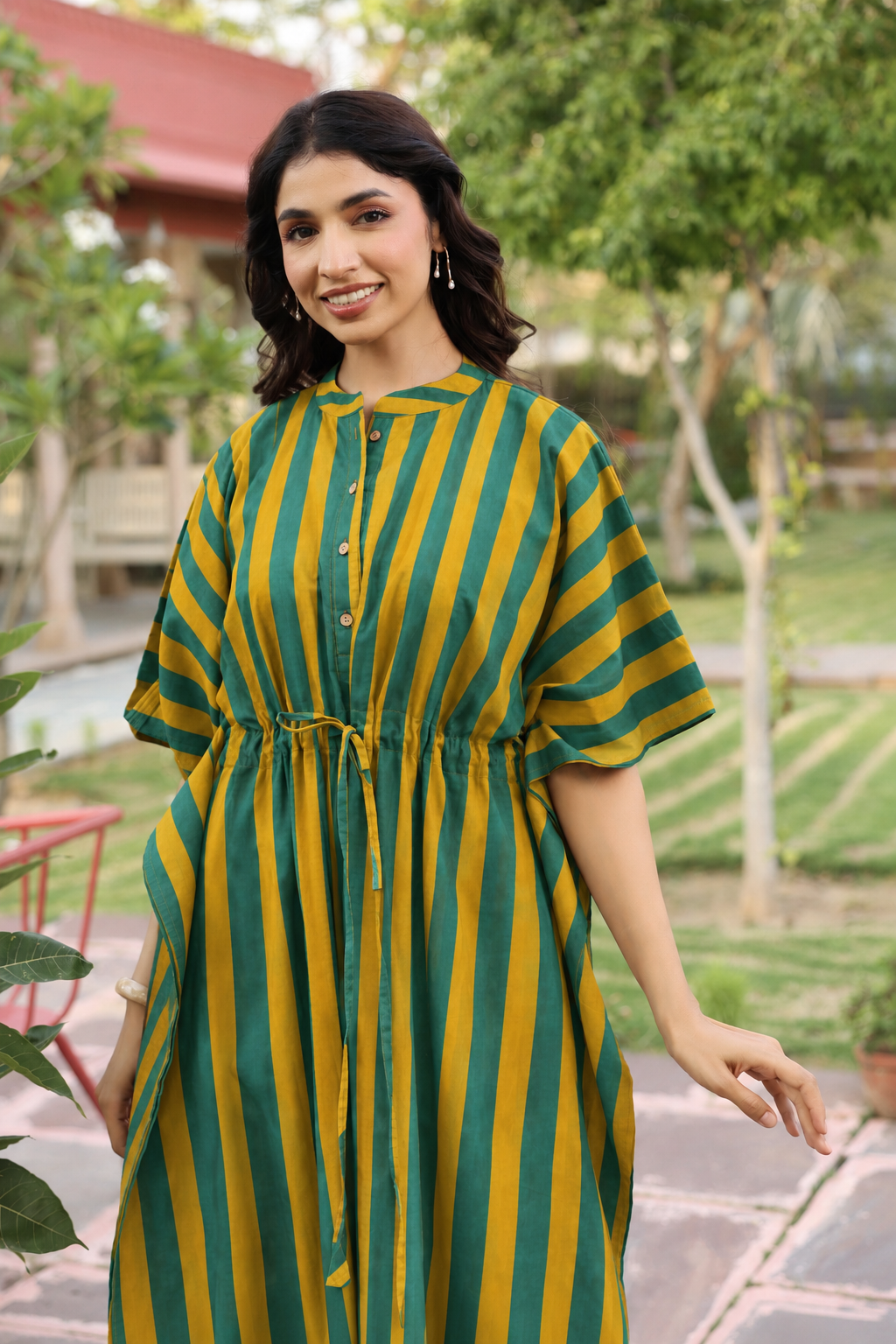 Prism Stripe Cotton Kaftan ( One-Size )