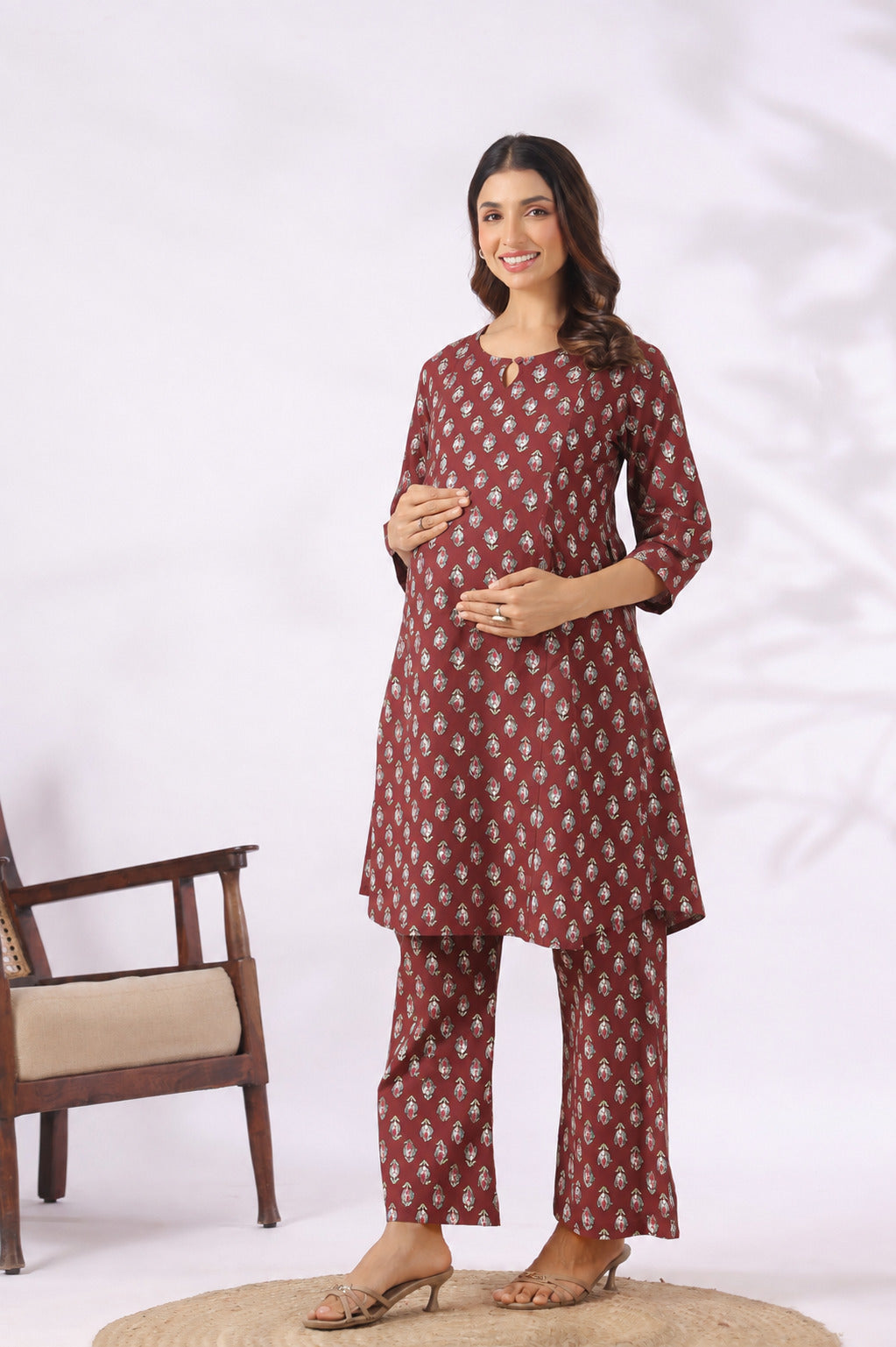 Red Petal Cotton Maternity - Nursing Co-ord Set