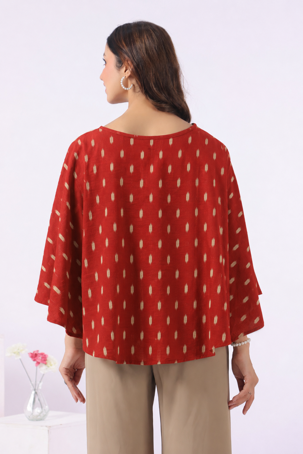 Maroon Loom Print Cotton Nursing Cover (One-Size)