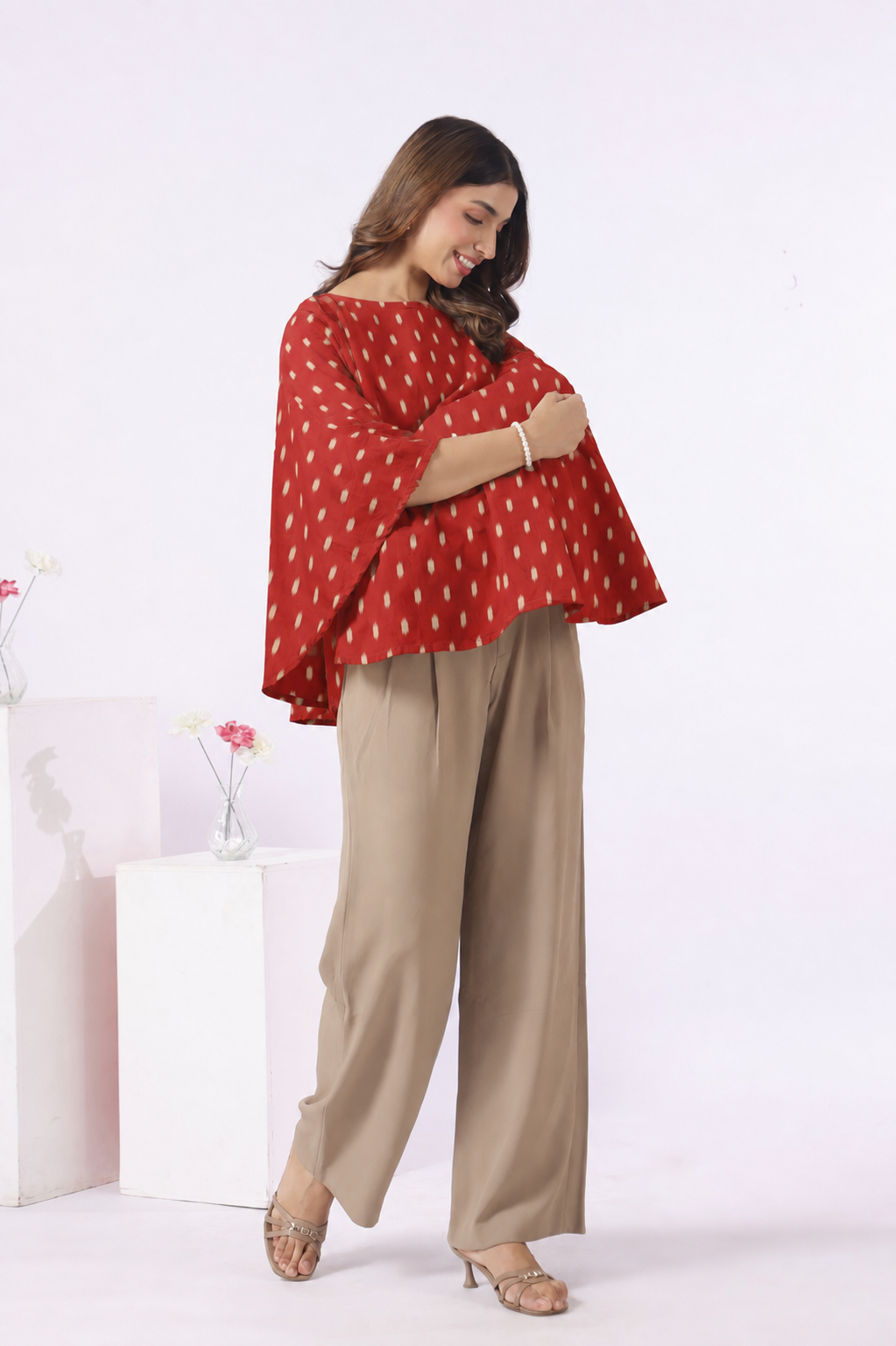 Maroon Loom Print Cotton Nursing Cover (One-Size)