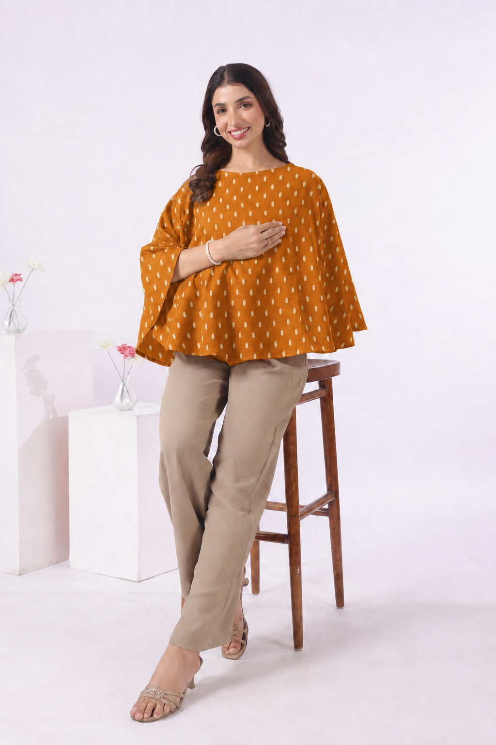 Mustard Loom Print Cotton Nursing Cover (One-Size)