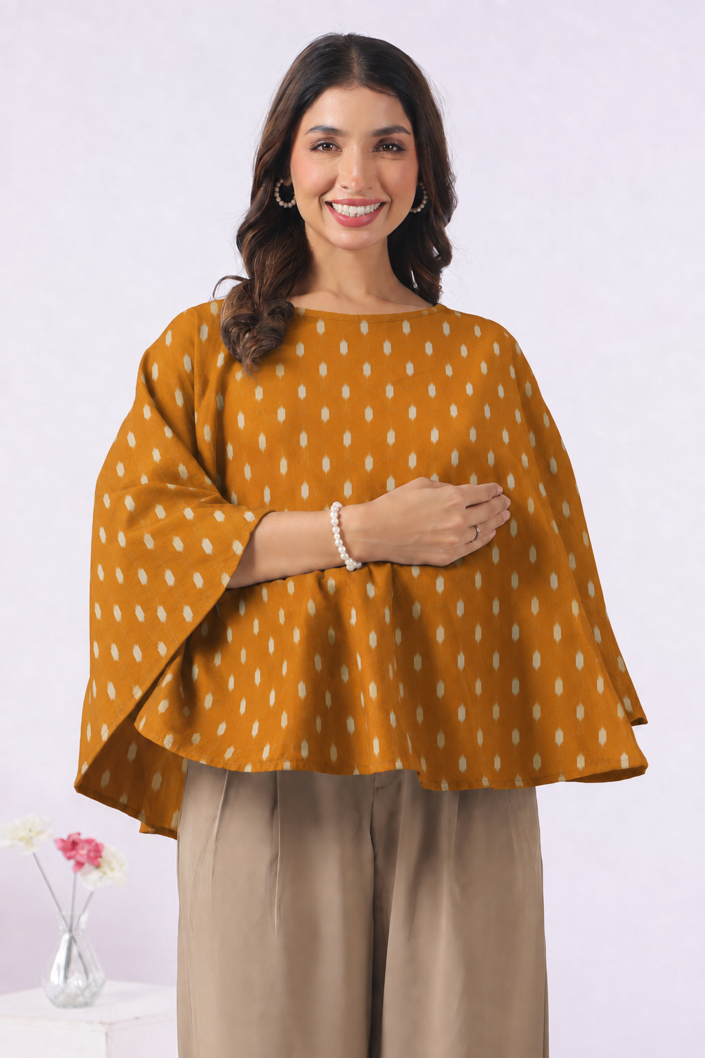 Mustard Loom Print Cotton Nursing Cover (One-Size)