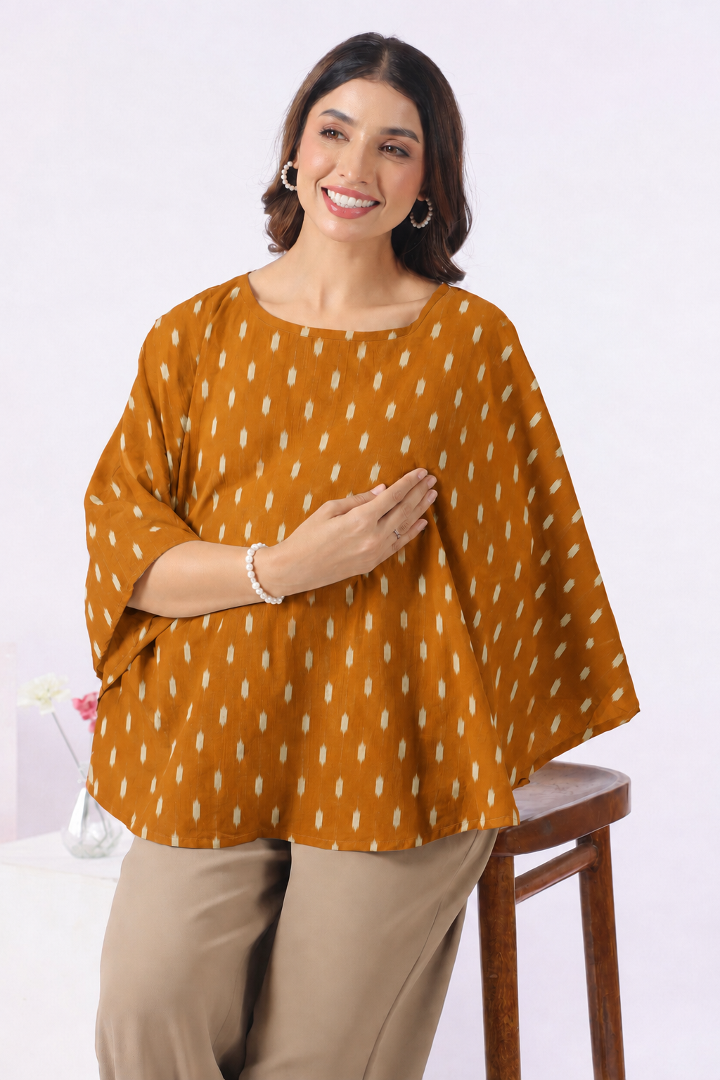 Mustard Loom Print Cotton Nursing Cover (One-Size)