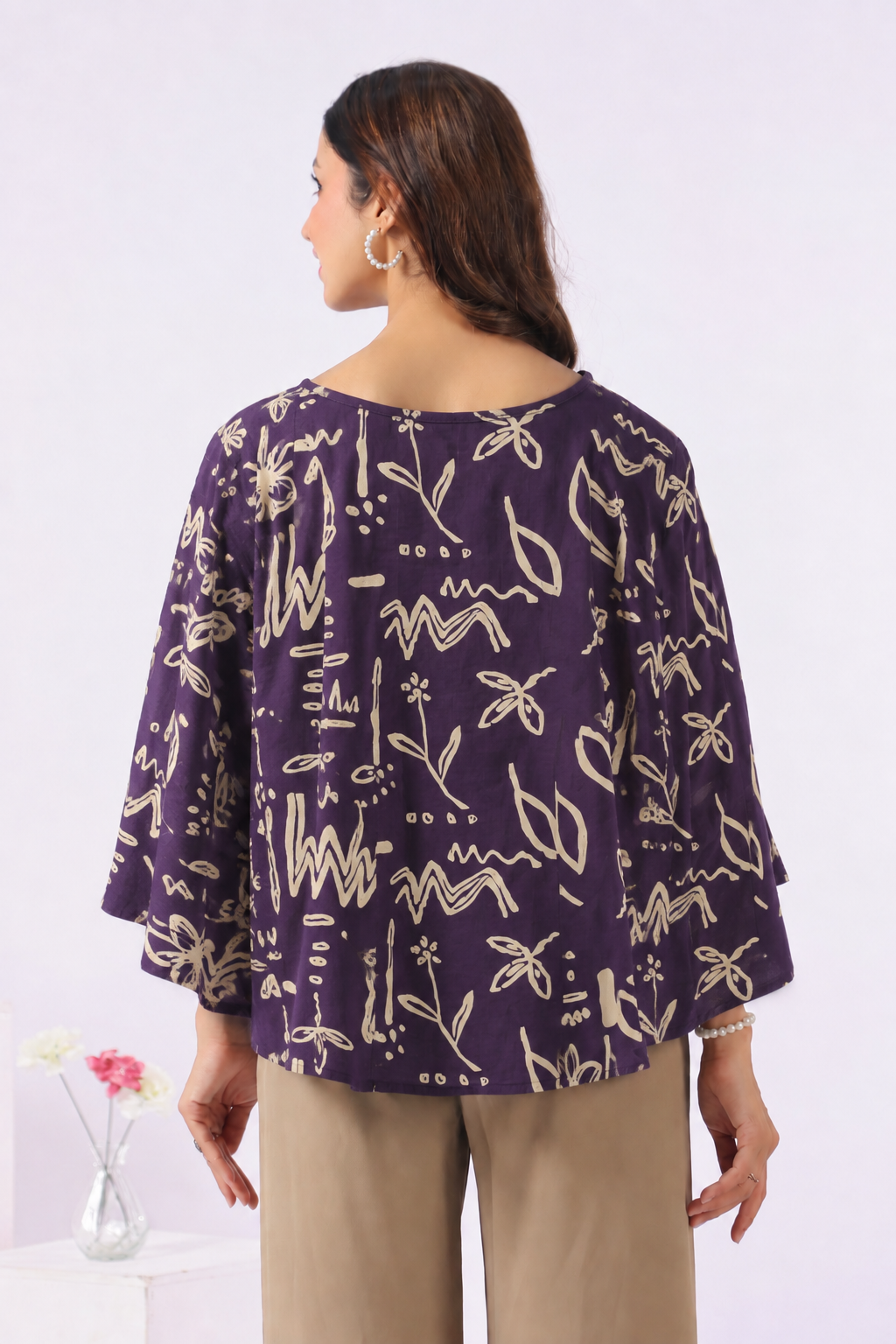 Purple Doodle Garden Cotton Nursing Cover (One-Size)