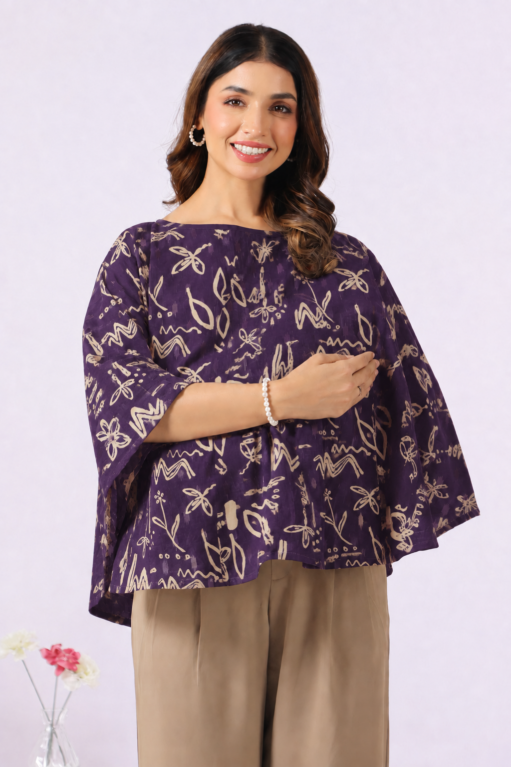 Purple Doodle Garden Cotton Nursing Cover (One-Size)