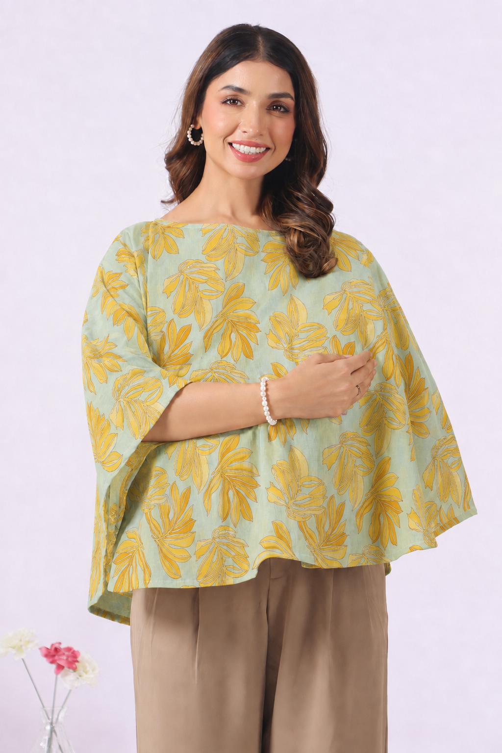 Buttter Yellow Leafy Cotton Nursing Cover (One-Size)