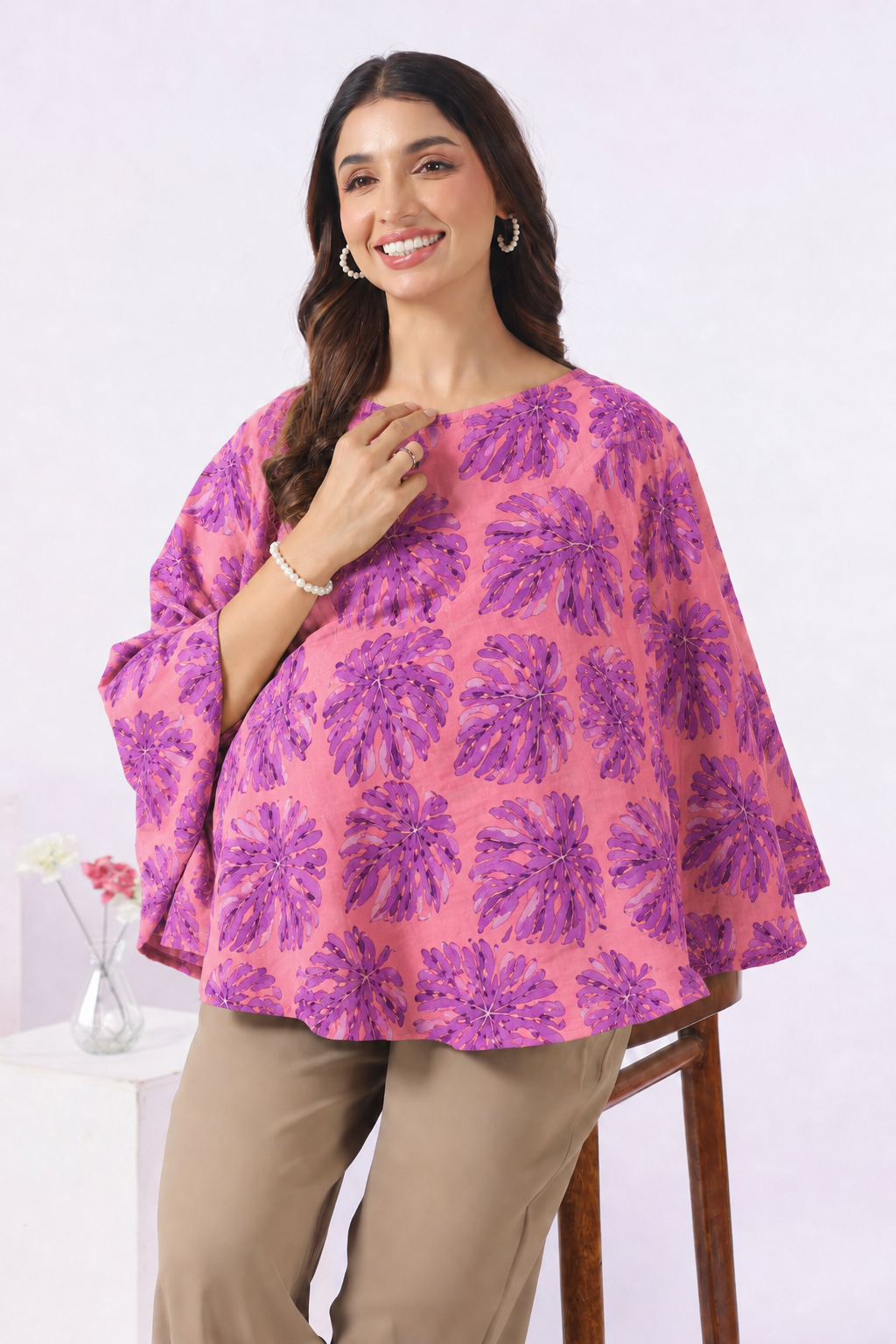 Twilight Bloom Leafy Cotton Nursing Cover (One-Size)
