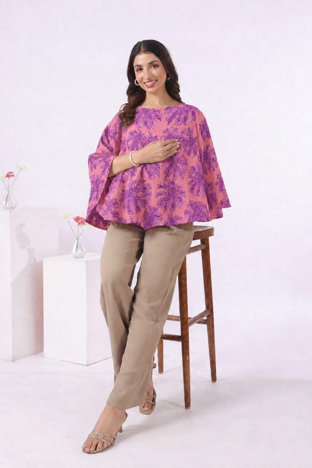 Twilight Bloom Leafy Cotton Nursing Cover (One-Size)