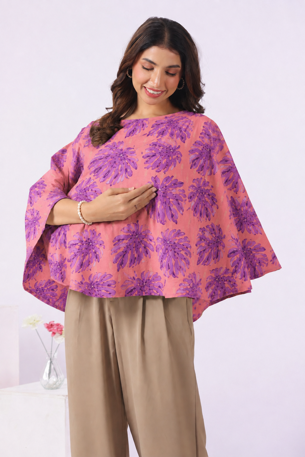 Twilight Bloom Leafy Cotton Nursing Cover (One-Size)