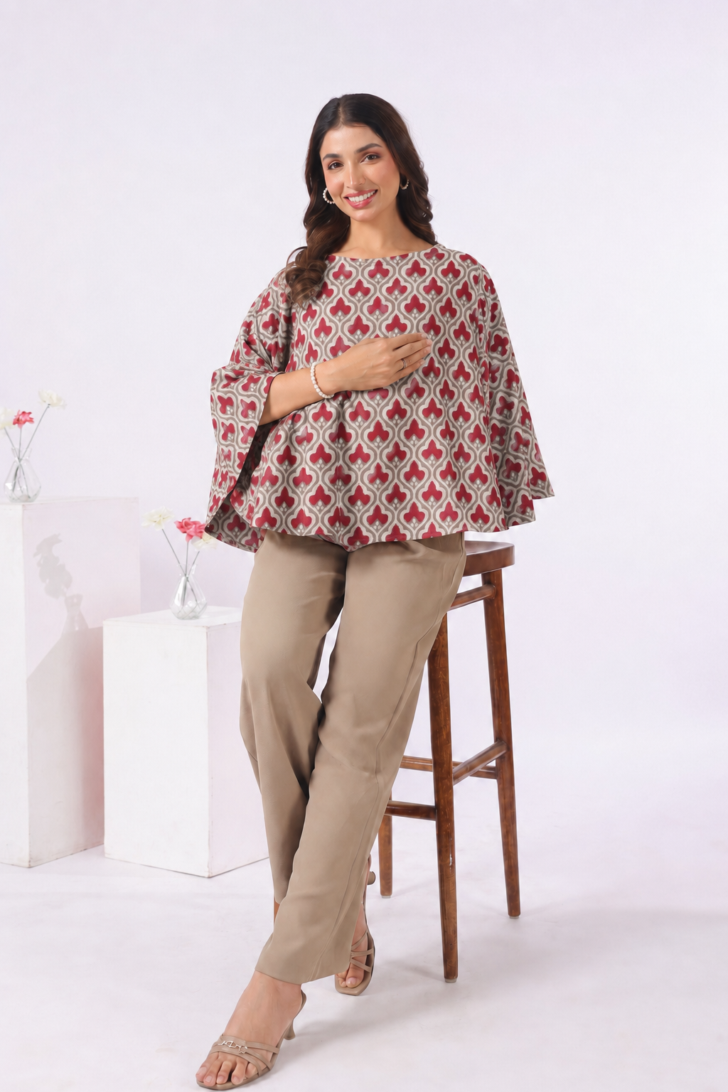 Wine Lattice Cotton Nursing Cover (One-Size)