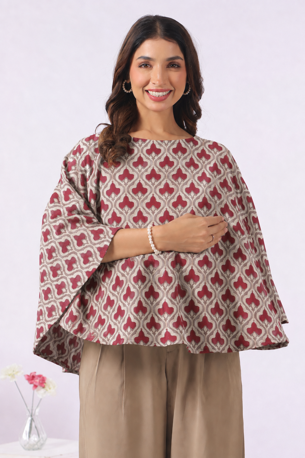 Wine Lattice Cotton Nursing Cover (One-Size)