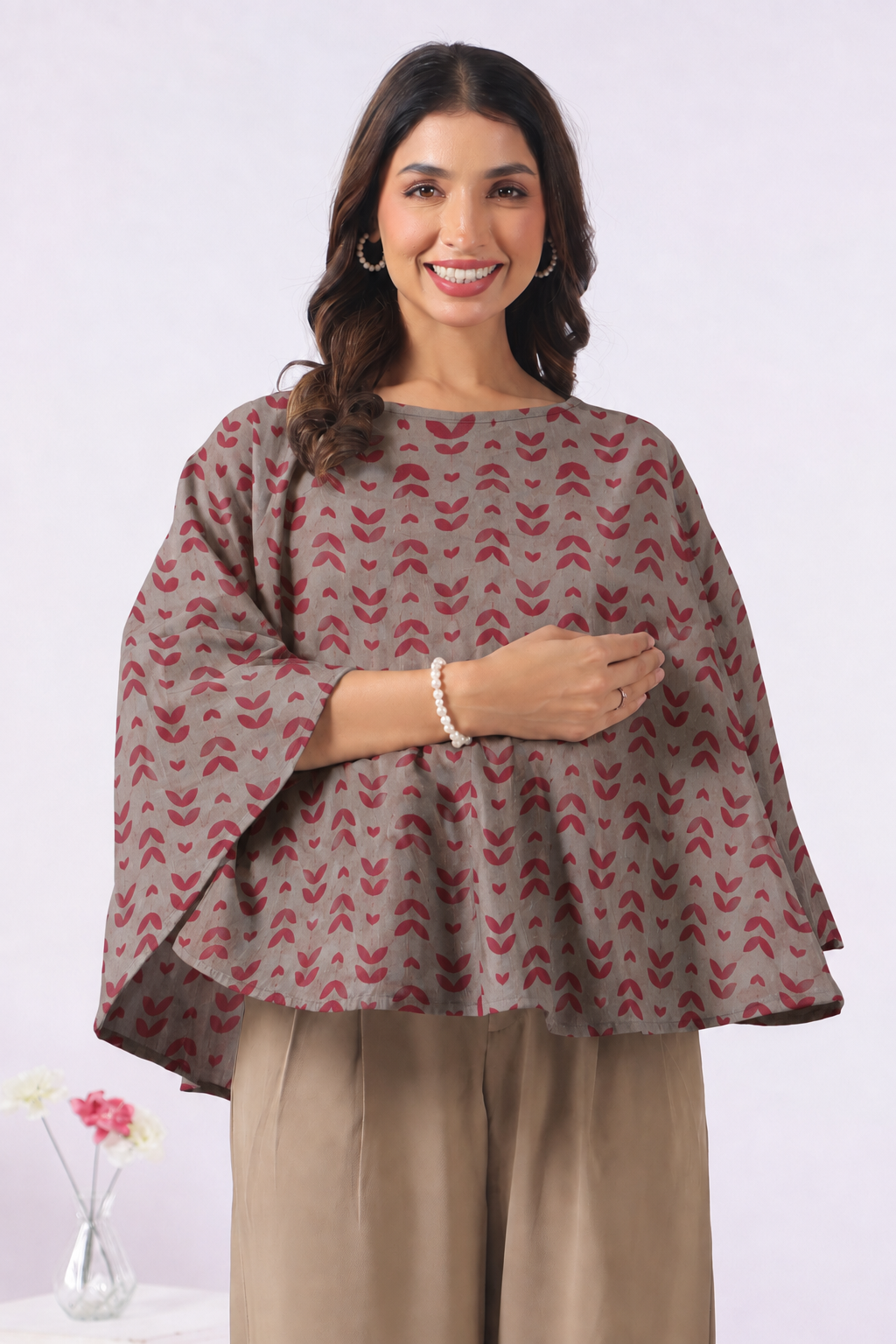 Grey Berry Leaves Cotton Nursing Cover (One-Size)