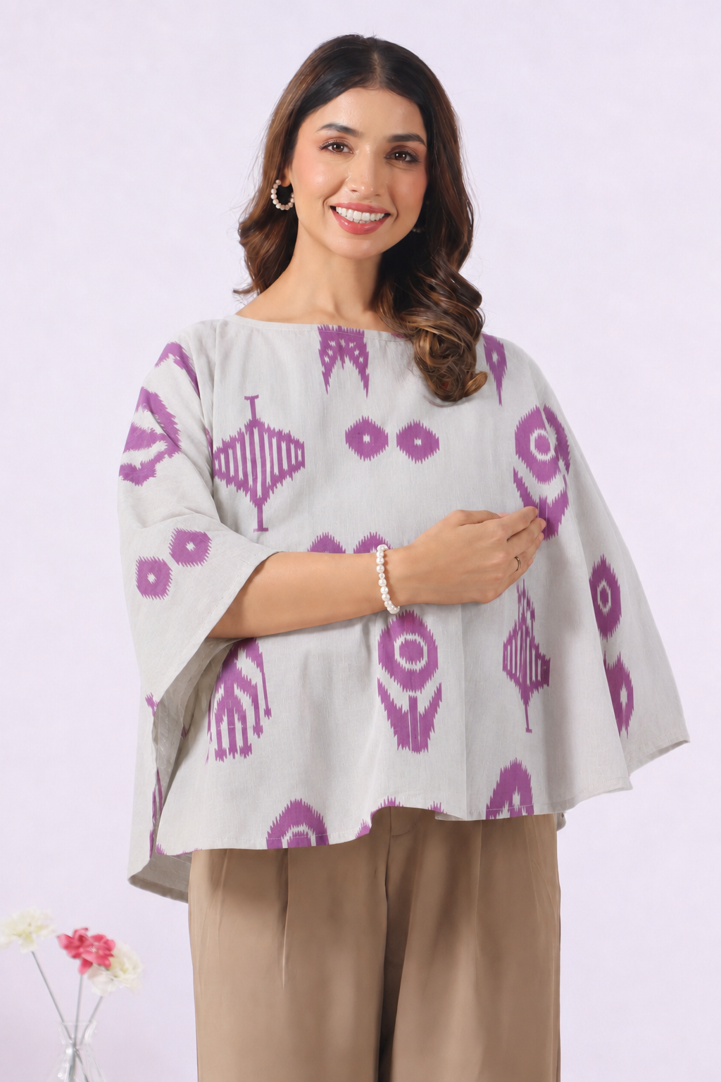 French Grey Classic Ikat Cotton Nursing Cover (One-Size)