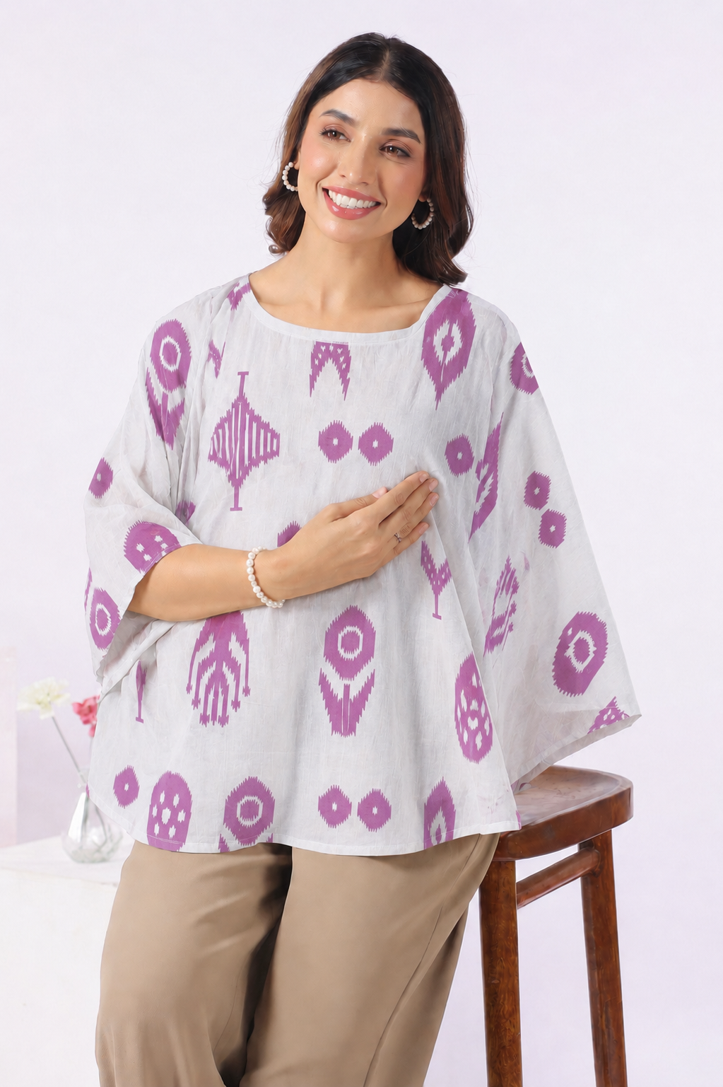 French Grey Classic Ikat Cotton Nursing Cover (One-Size)