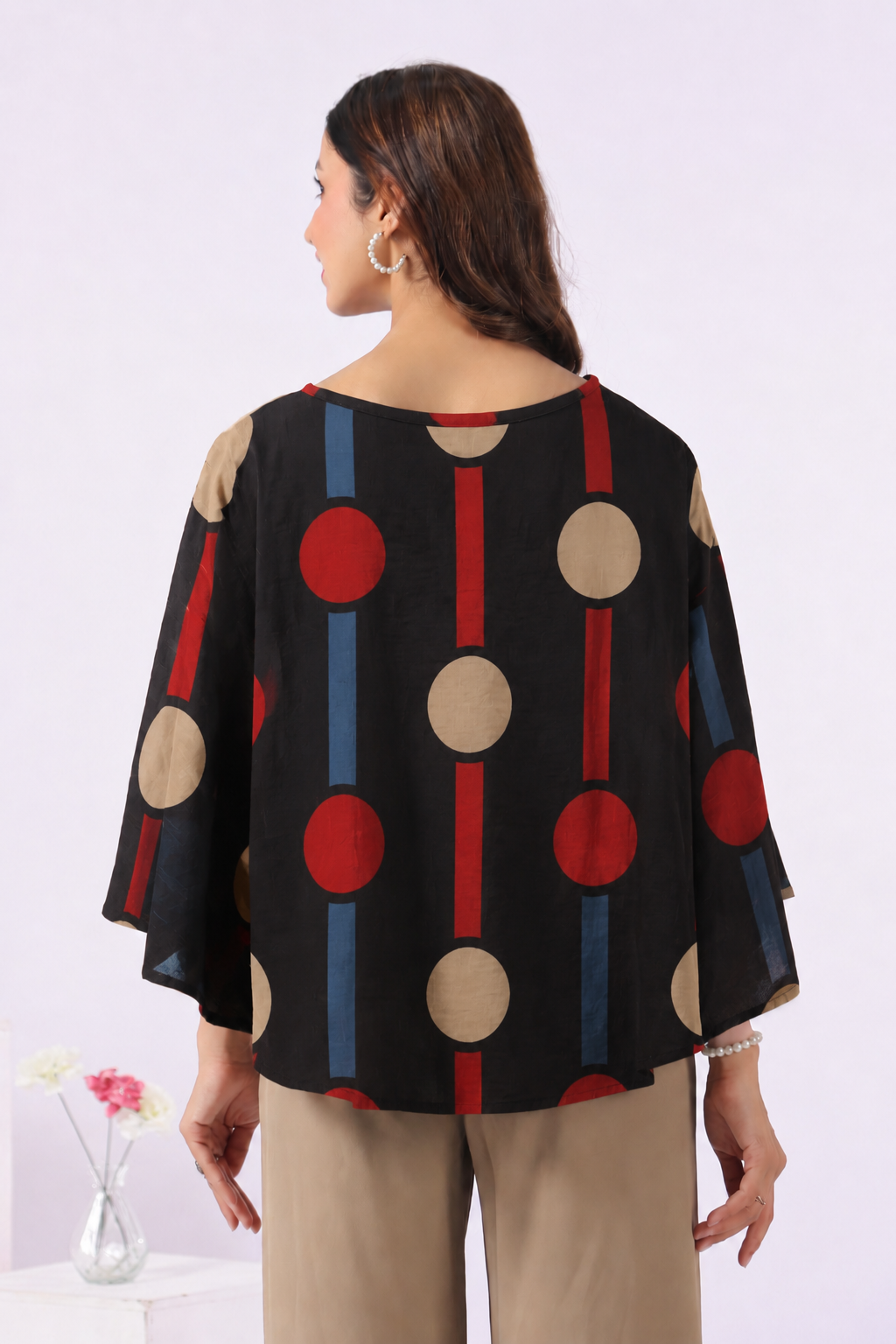 Black Geometric Ajrakh Cotton Nursing Cover (One-Size)